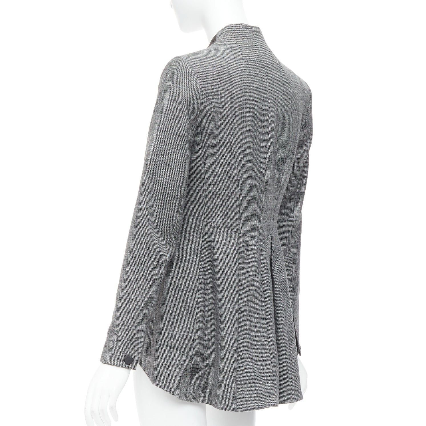 Rag & Bone RAG & BONE grey checkered wool black leather collar tux blazer US2 S Size S / US 4 / IT 40 - 7 Thumbnail
