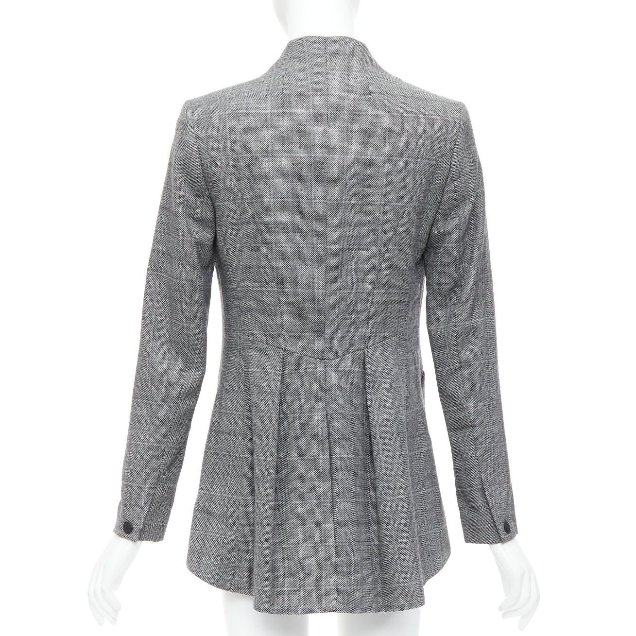 Rag & Bone RAG & BONE grey checkered wool black leather collar tux blazer US2 S Size S / US 4 / IT 40 - 6 Thumbnail