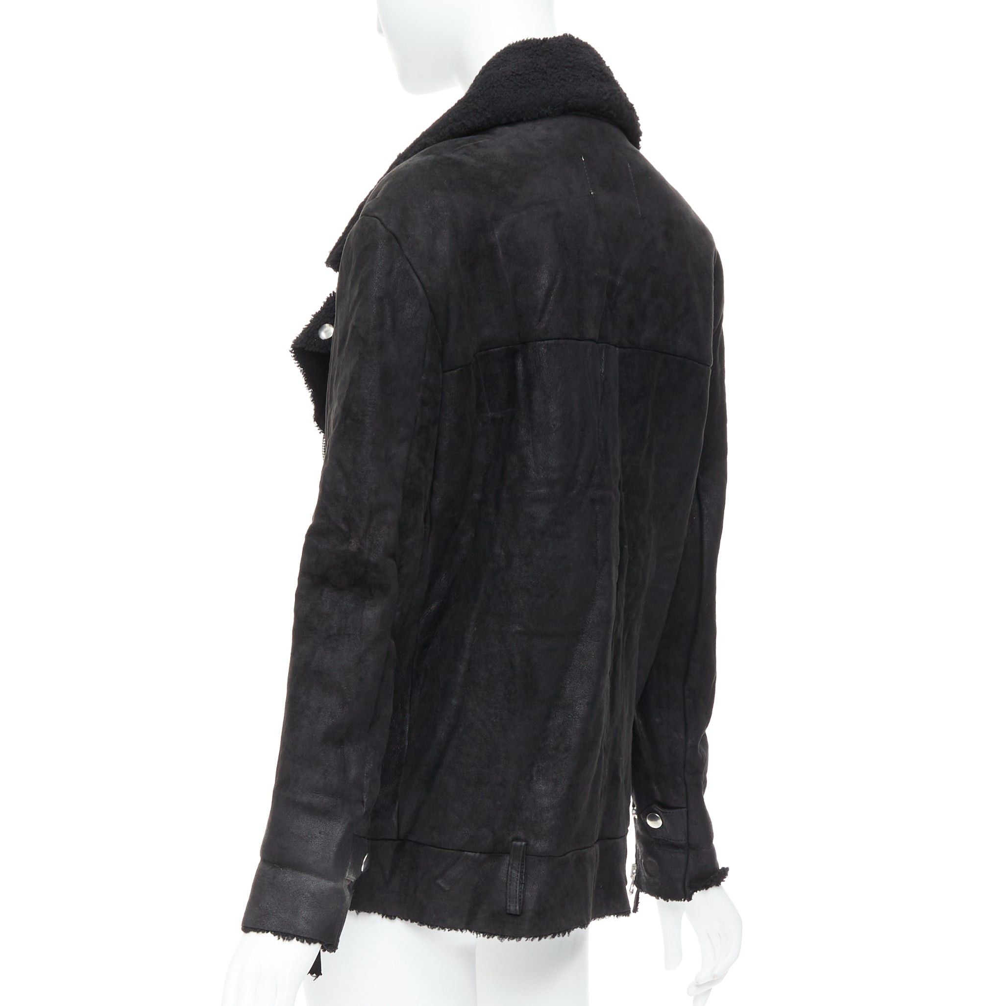 Acne Studios ACNE STUDIOS 2011 Velocite black shearling silver zip oversized biker FR34 XS Size XS / US 0-2 / IT 36-38 - 7 Thumbnail