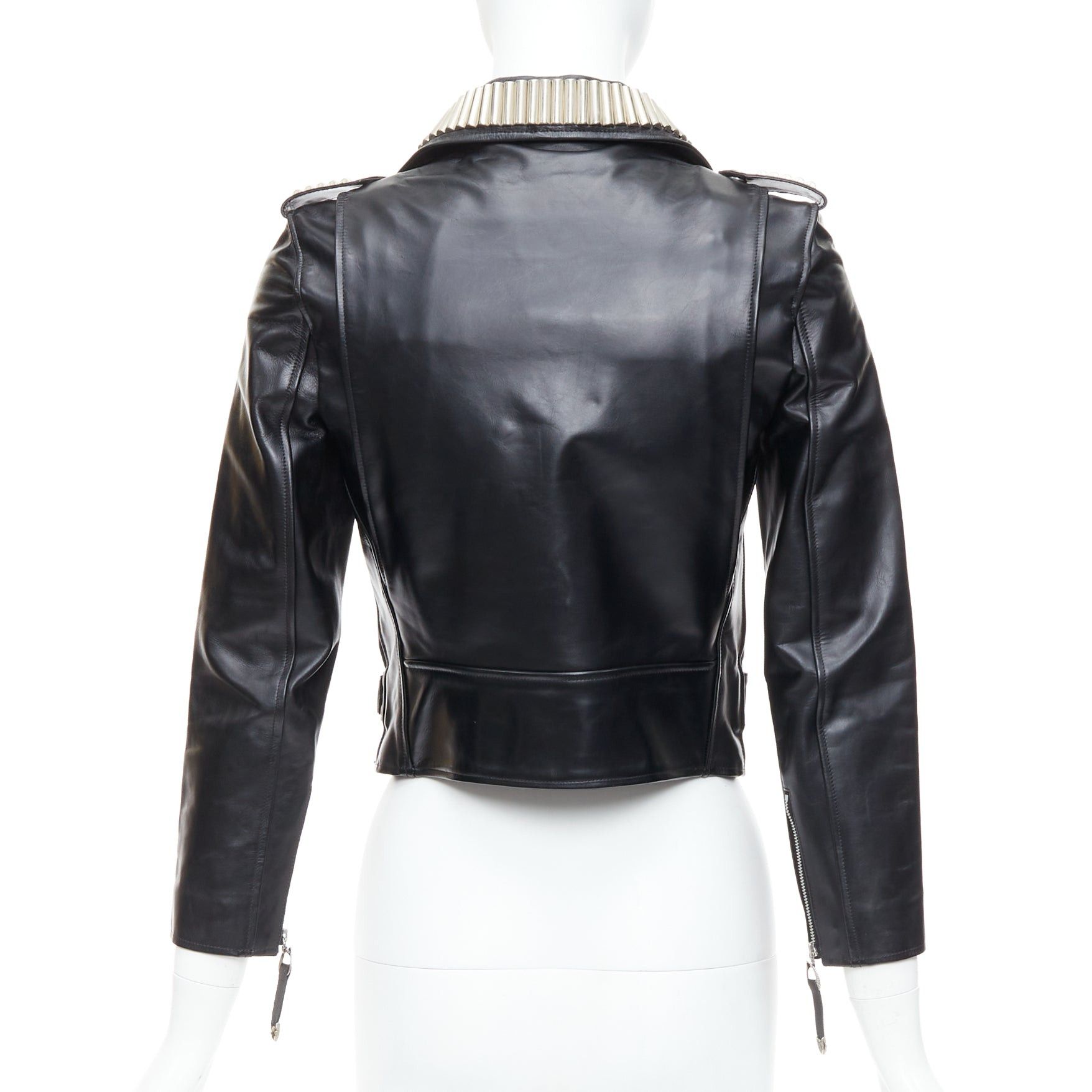 Toga TOGA PULLA black cowhide leather silver logo charm zip crop biker FR36 S Size S / US 4 / IT 40 - 5 Thumbnail