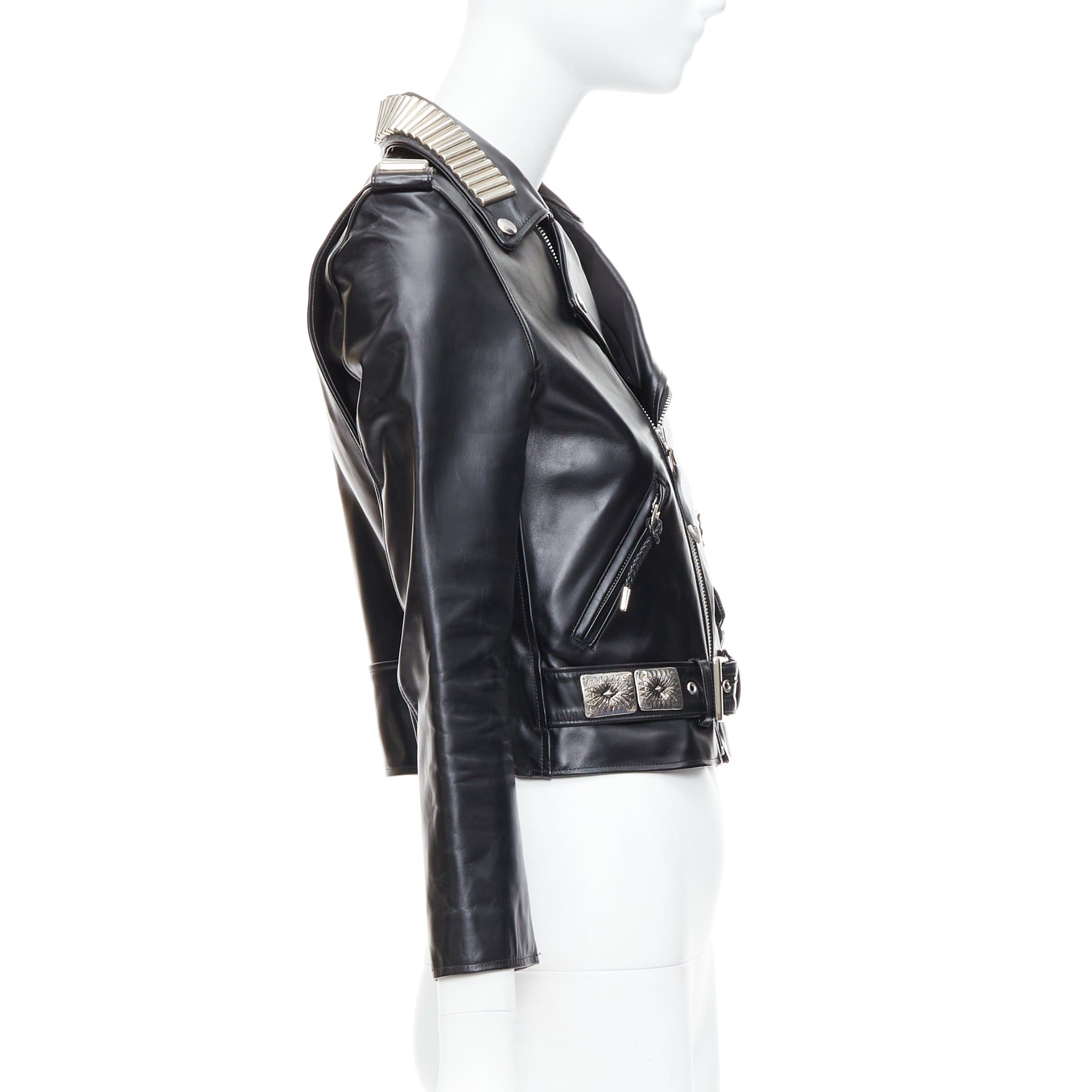 Toga TOGA PULLA black cowhide leather silver logo charm zip crop biker FR36 S Size S / US 4 / IT 40 - 4 Thumbnail