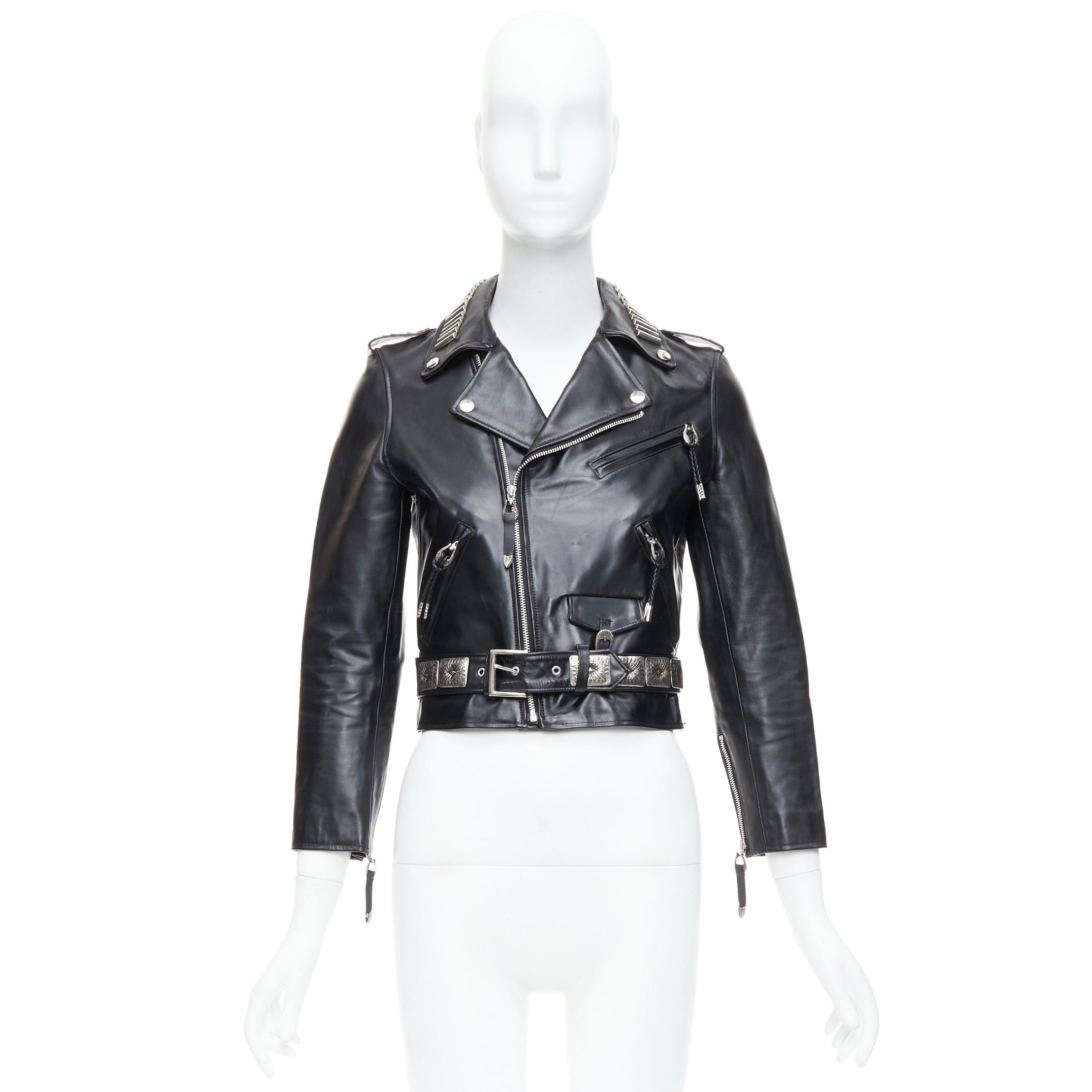 Toga TOGA PULLA black cowhide leather silver logo charm zip crop biker FR36 S Size S / US 4 / IT 40 - 9 Thumbnail