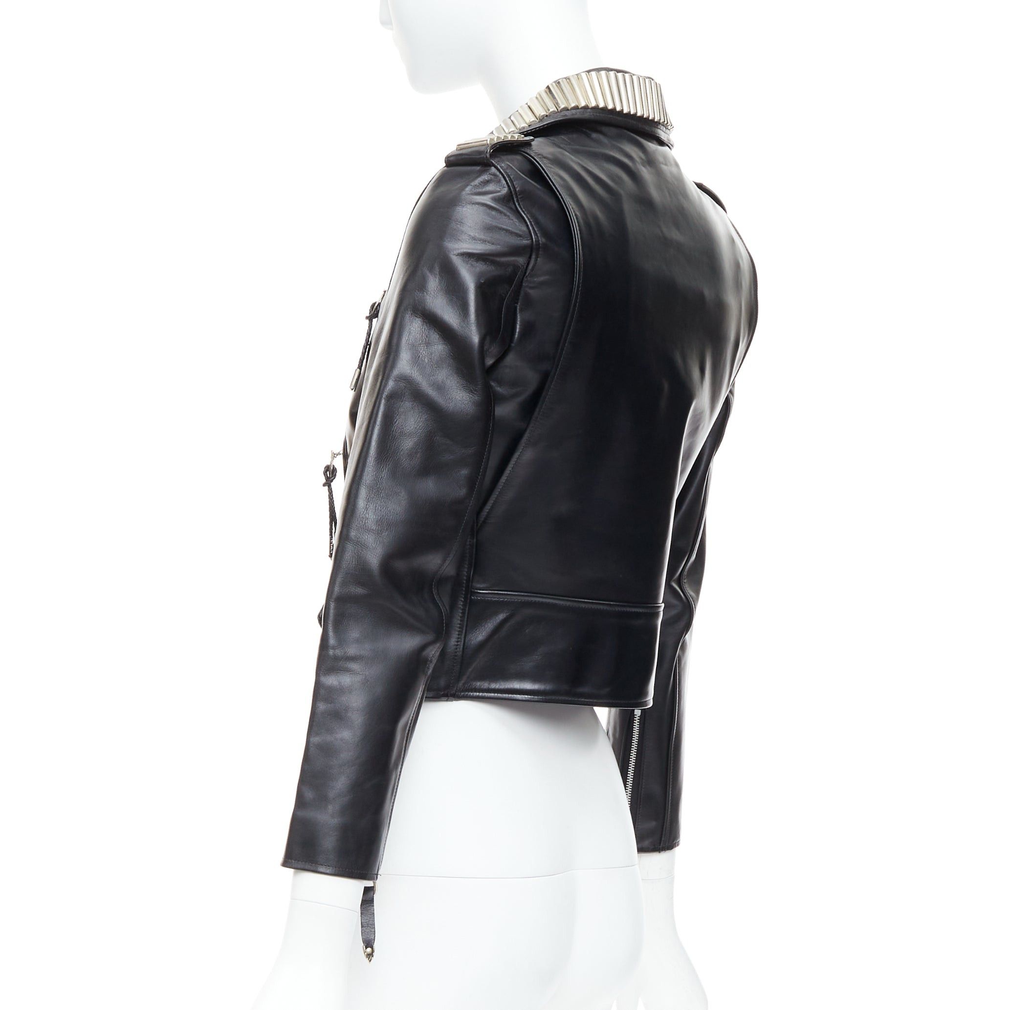 Toga TOGA PULLA black cowhide leather silver logo charm zip crop biker FR36 S Size S / US 4 / IT 40 - 6 Thumbnail