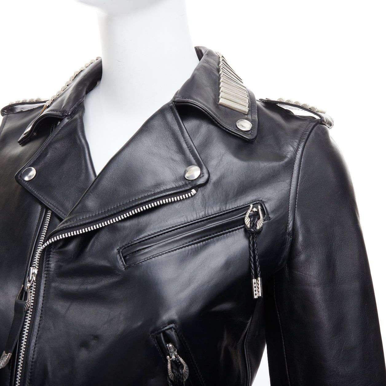 Toga TOGA PULLA black cowhide leather silver logo charm zip crop biker FR36 S Size S / US 4 / IT 40 - 7 Thumbnail
