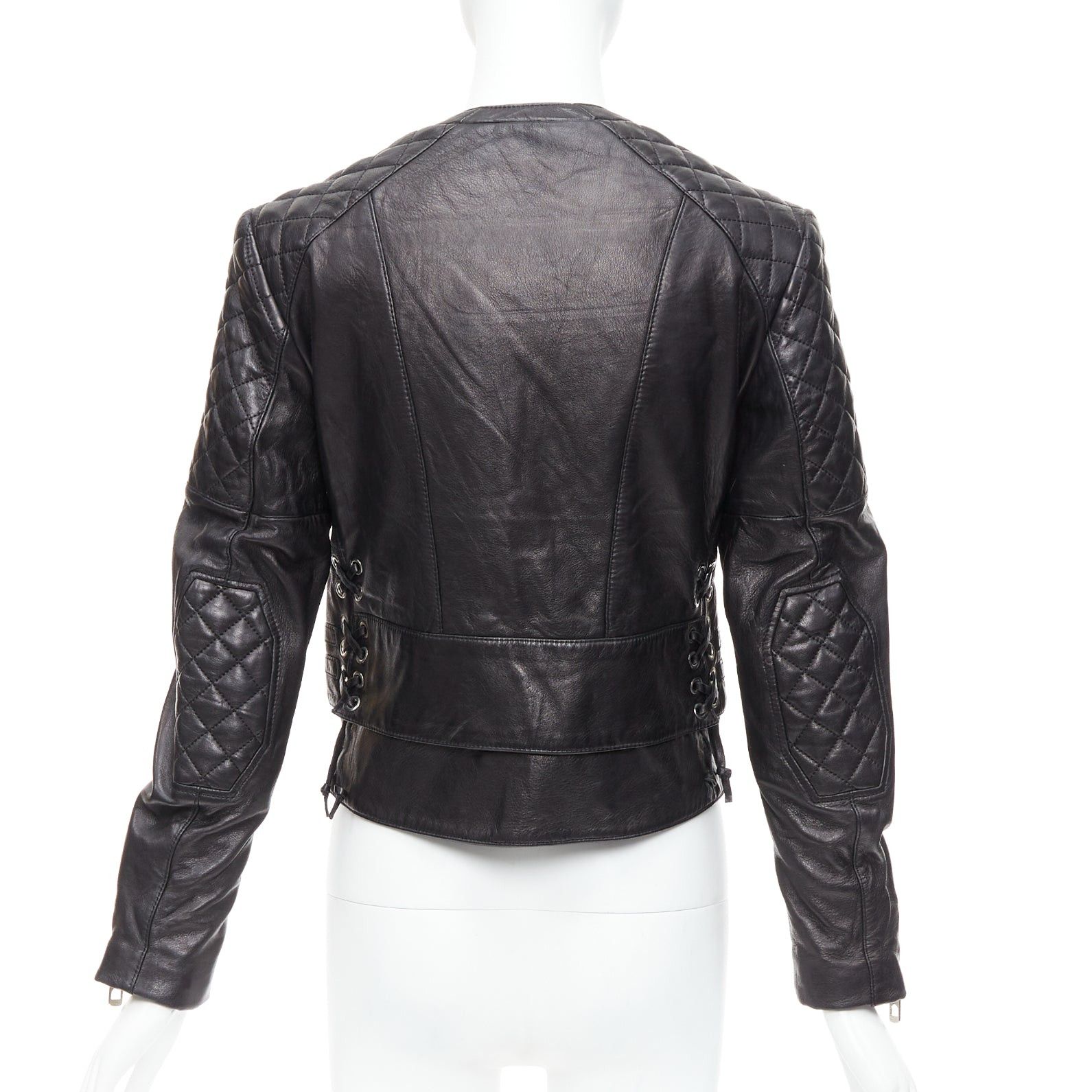 Balenciaga BALENCIAGA 2011 black leather quilted silver zip crop moto biker FR38 M Size M / US 6-8 / IT 42-44 - 7 Thumbnail