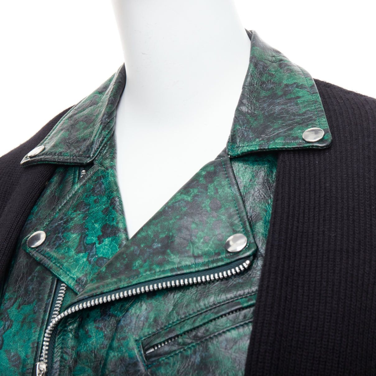 Toga TOGA PULLA green printed lambskin black wool biker cardigan JP1 S Size S / US 4 / IT 40 - 8 Thumbnail