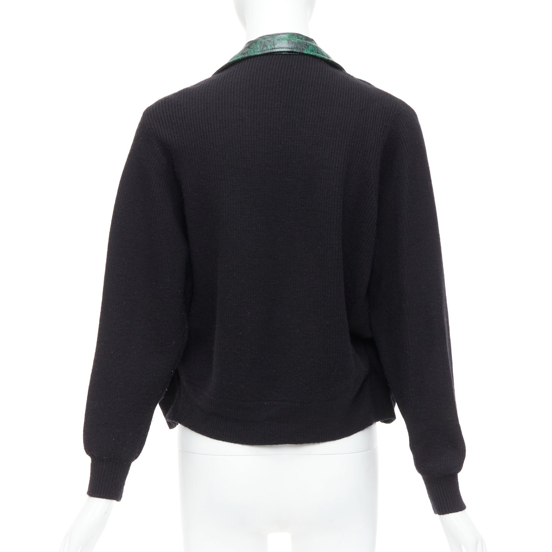 Toga TOGA PULLA green printed lambskin black wool biker cardigan JP1 S Size S / US 4 / IT 40 - 6 Thumbnail