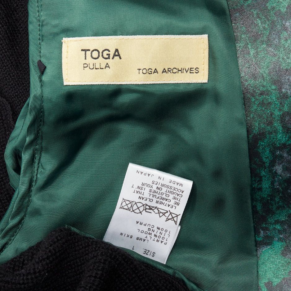 Toga TOGA PULLA green printed lambskin black wool biker cardigan JP1 S Size S / US 4 / IT 40 - 9 Thumbnail