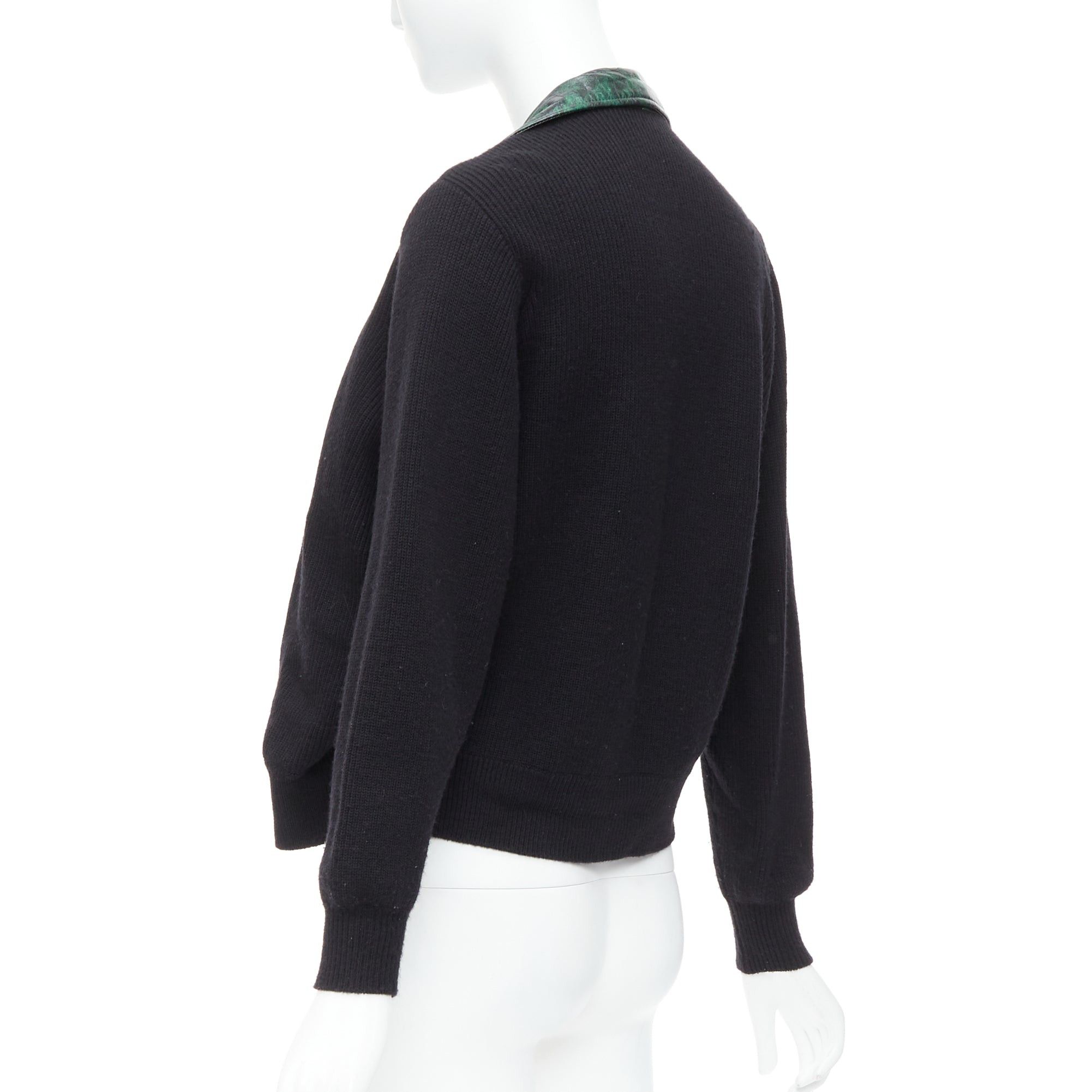 Toga TOGA PULLA green printed lambskin black wool biker cardigan JP1 S Size S / US 4 / IT 40 - 7 Thumbnail