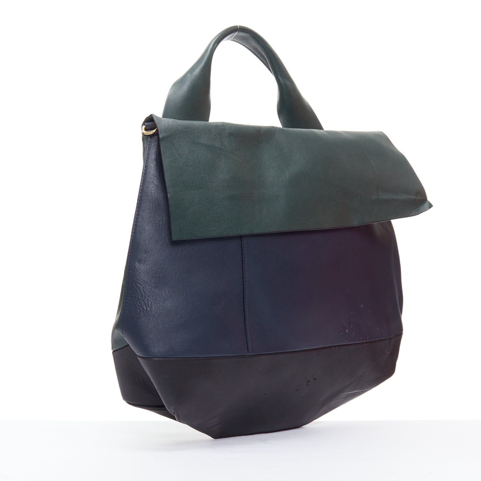 Marni MARNI green navy black tricolor colorblock satchel flap bag Size ONE SIZE - 3 Thumbnail