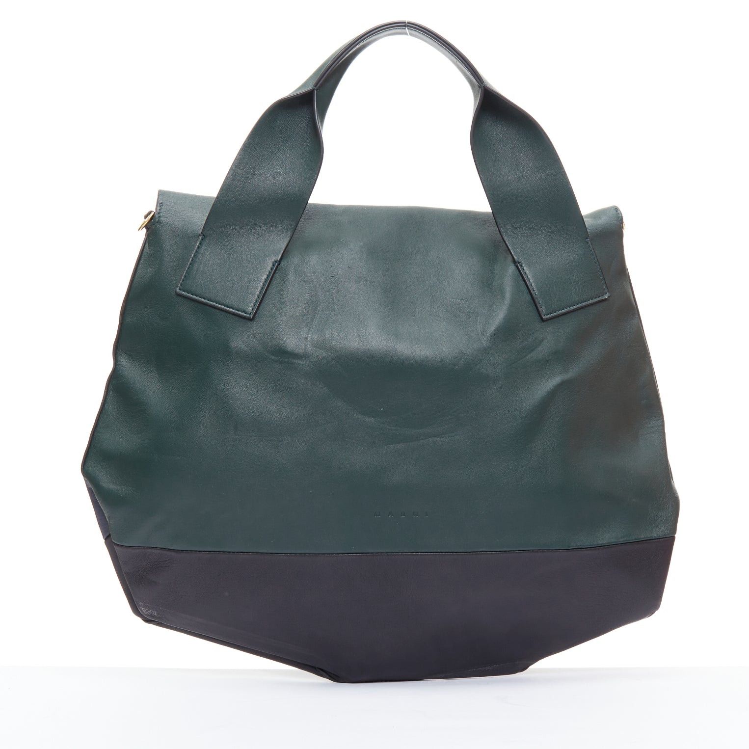 Marni MARNI green navy black tricolor colorblock satchel flap bag Size ONE SIZE - 5 Thumbnail
