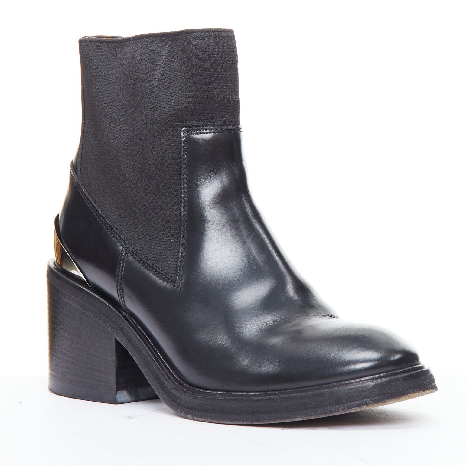 Acne Studios ACNE STUDIOS Dion silver metal detail block heel gusset boots EU38 Size US 8 / IT 38 - 2 Thumbnail