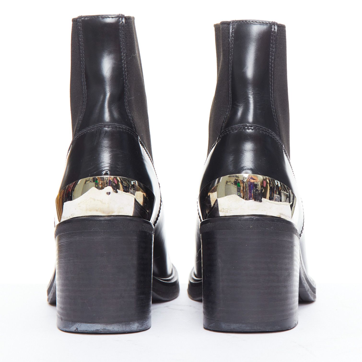 Acne Studios ACNE STUDIOS Dion silver metal detail block heel gusset boots EU38 Size US 8 / IT 38 - 5 Thumbnail