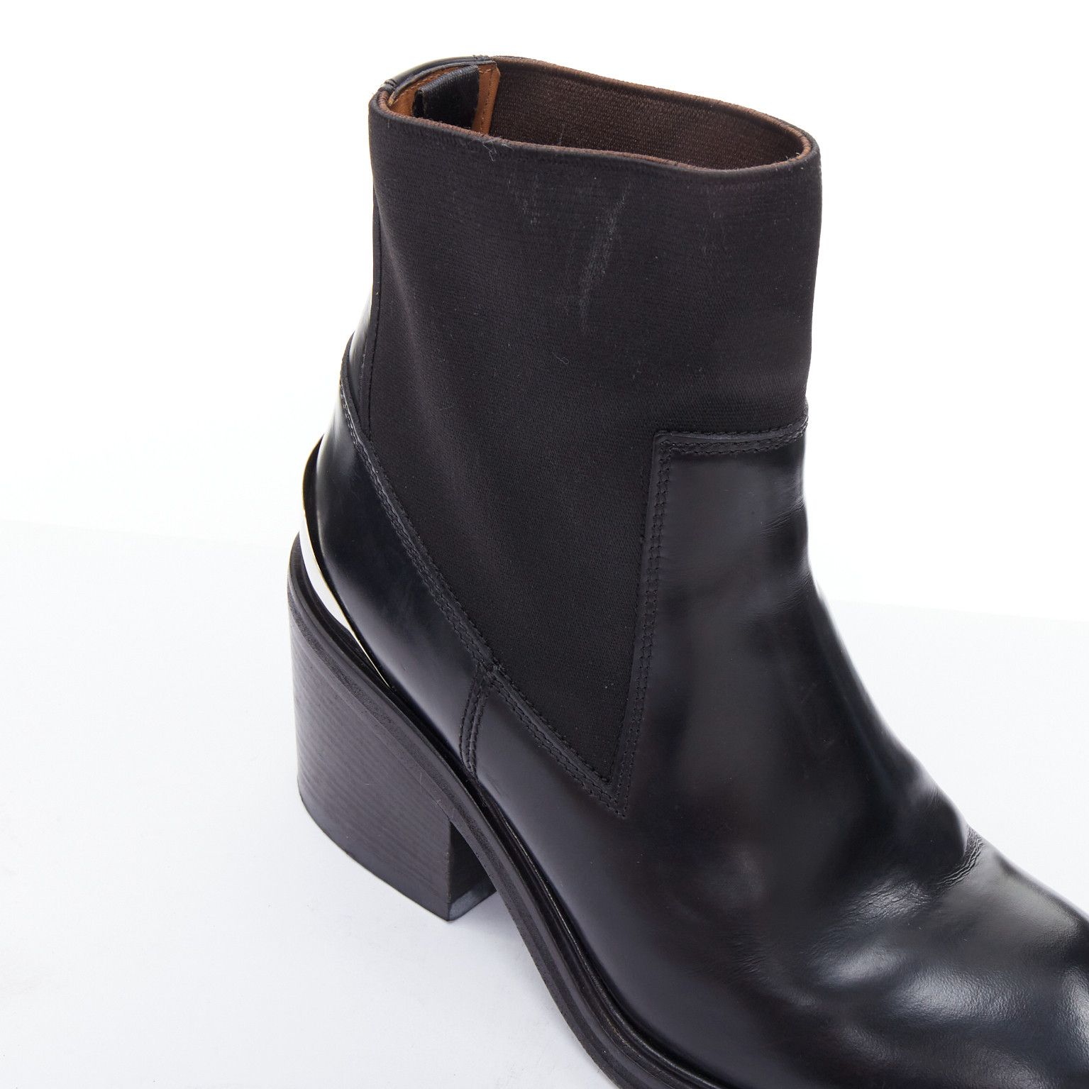 Acne Studios ACNE STUDIOS Dion silver metal detail block heel gusset boots EU38 Size US 8 / IT 38 - 7 Thumbnail