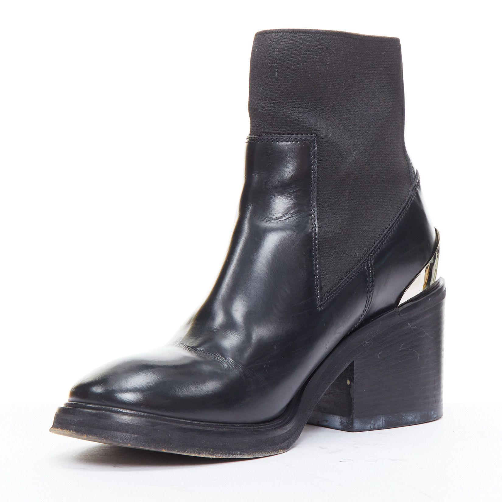 Acne Studios ACNE STUDIOS Dion silver metal detail block heel gusset boots EU38 Size US 8 / IT 38 - 4 Thumbnail