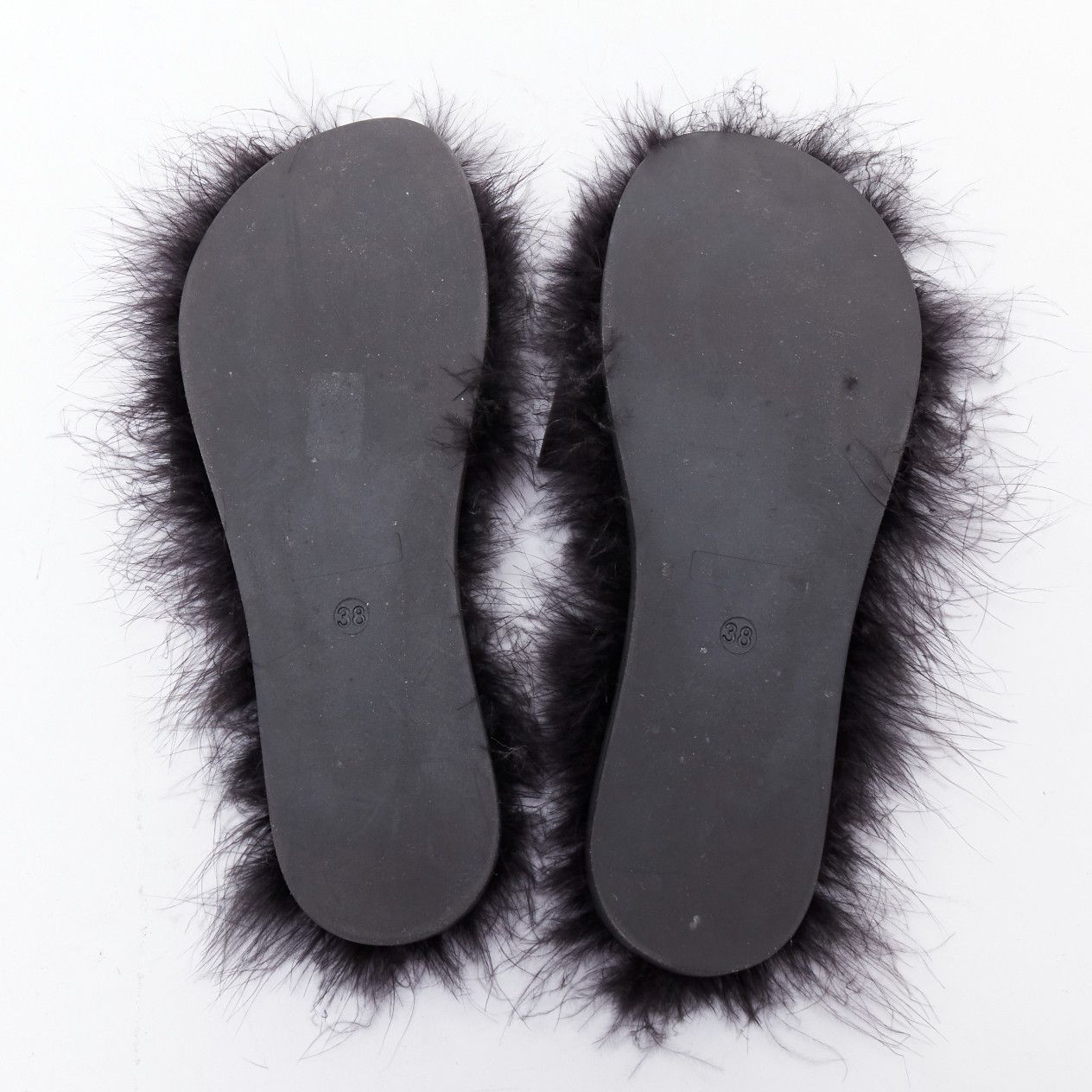 Simone Rocha SIMONE ROCHA black feather trimmed leather flat slides mules EU38 Size US 8 / IT 38 - 11 Thumbnail