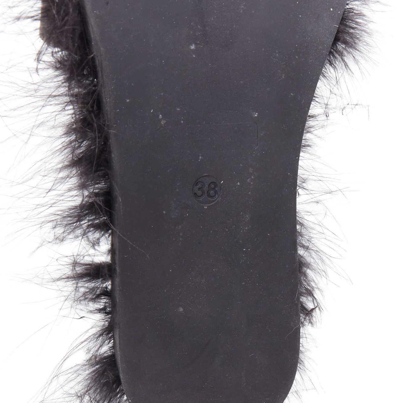 Simone Rocha SIMONE ROCHA black feather trimmed leather flat slides mules EU38 Size US 8 / IT 38 - 10 Thumbnail