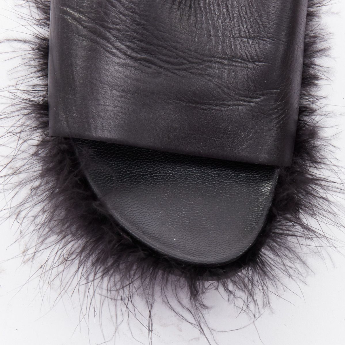 Simone Rocha SIMONE ROCHA black feather trimmed leather flat slides mules EU38 Size US 8 / IT 38 - 6 Thumbnail