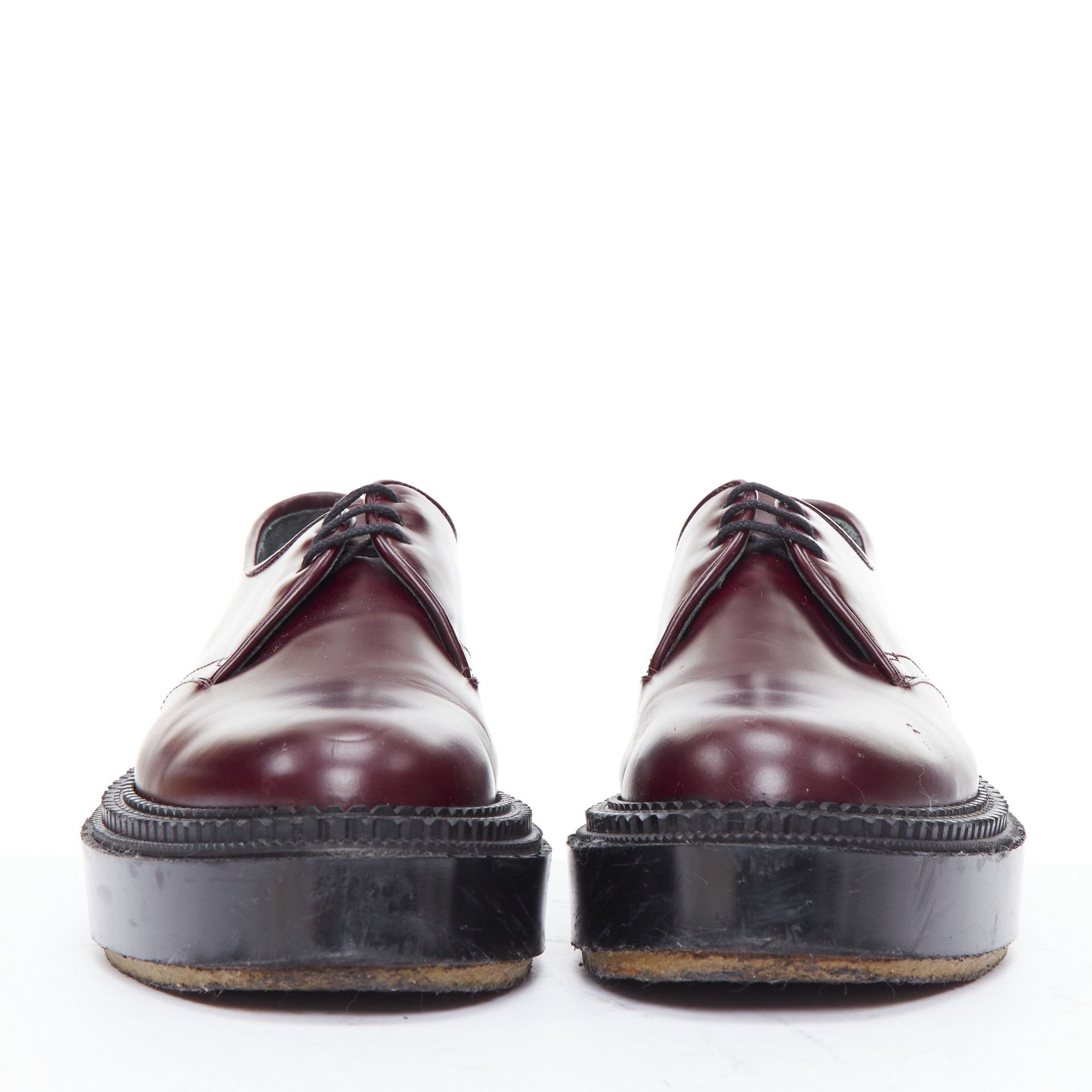 Undercover UNDERCOVER ADIEU 2018 Derby burgundy chunky platform creepers EU38 Size US 8 / IT 38 - 3 Thumbnail