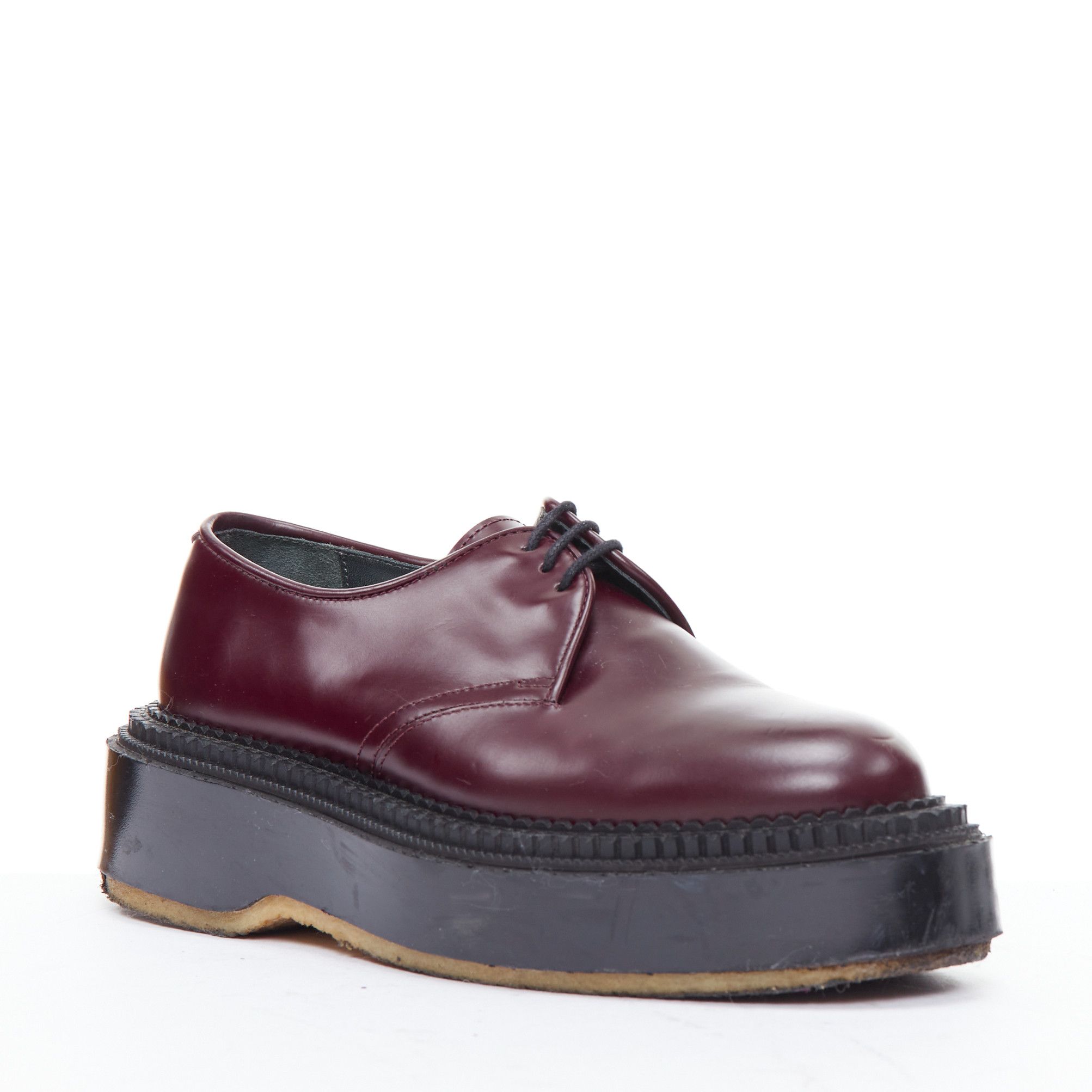 Undercover UNDERCOVER ADIEU 2018 Derby burgundy chunky platform creepers EU38 Size US 8 / IT 38 - 2 Thumbnail