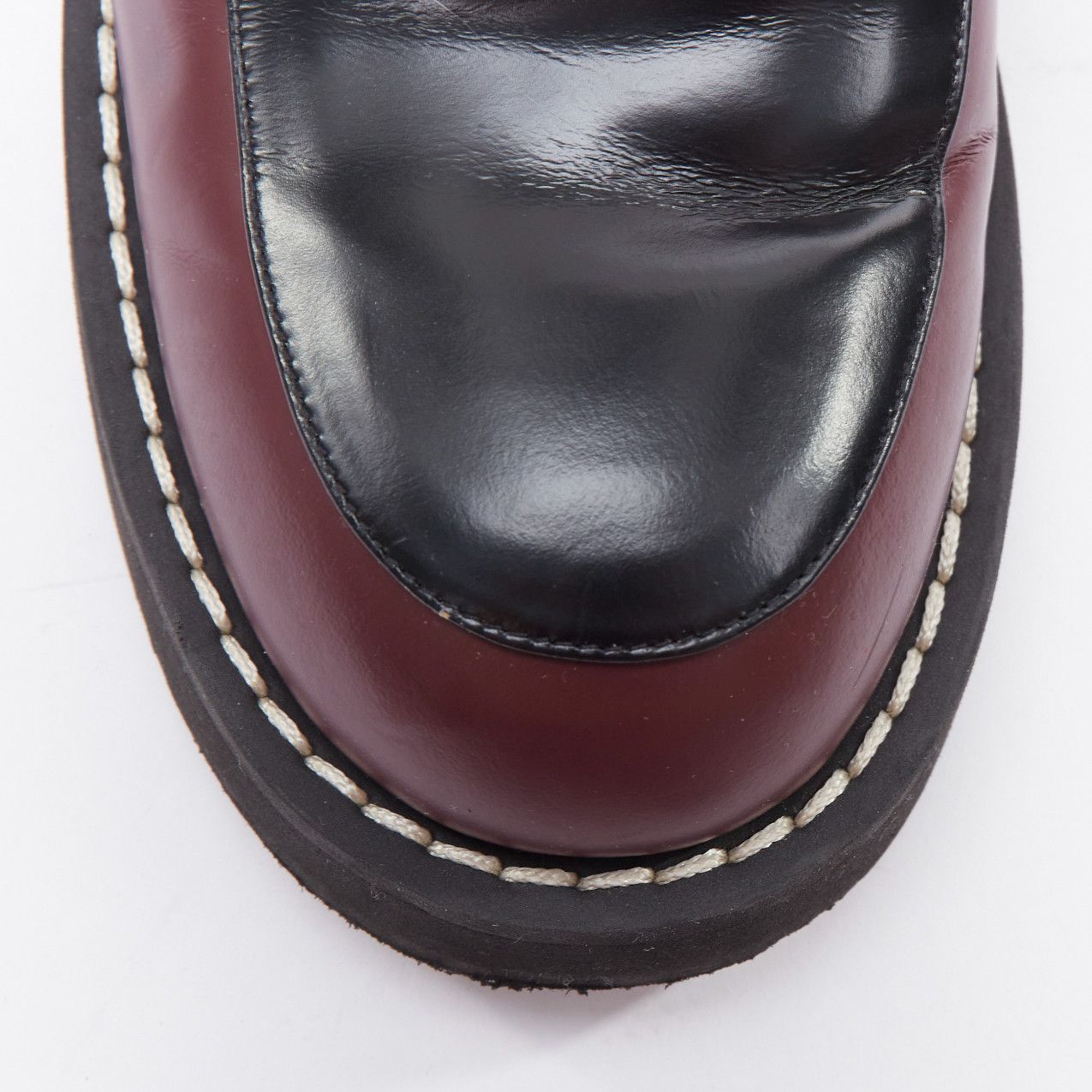 Marni MARNI burgundy black leather silver chunky buckle loafers EU39 Size US 9 / IT 39 - 6 Thumbnail