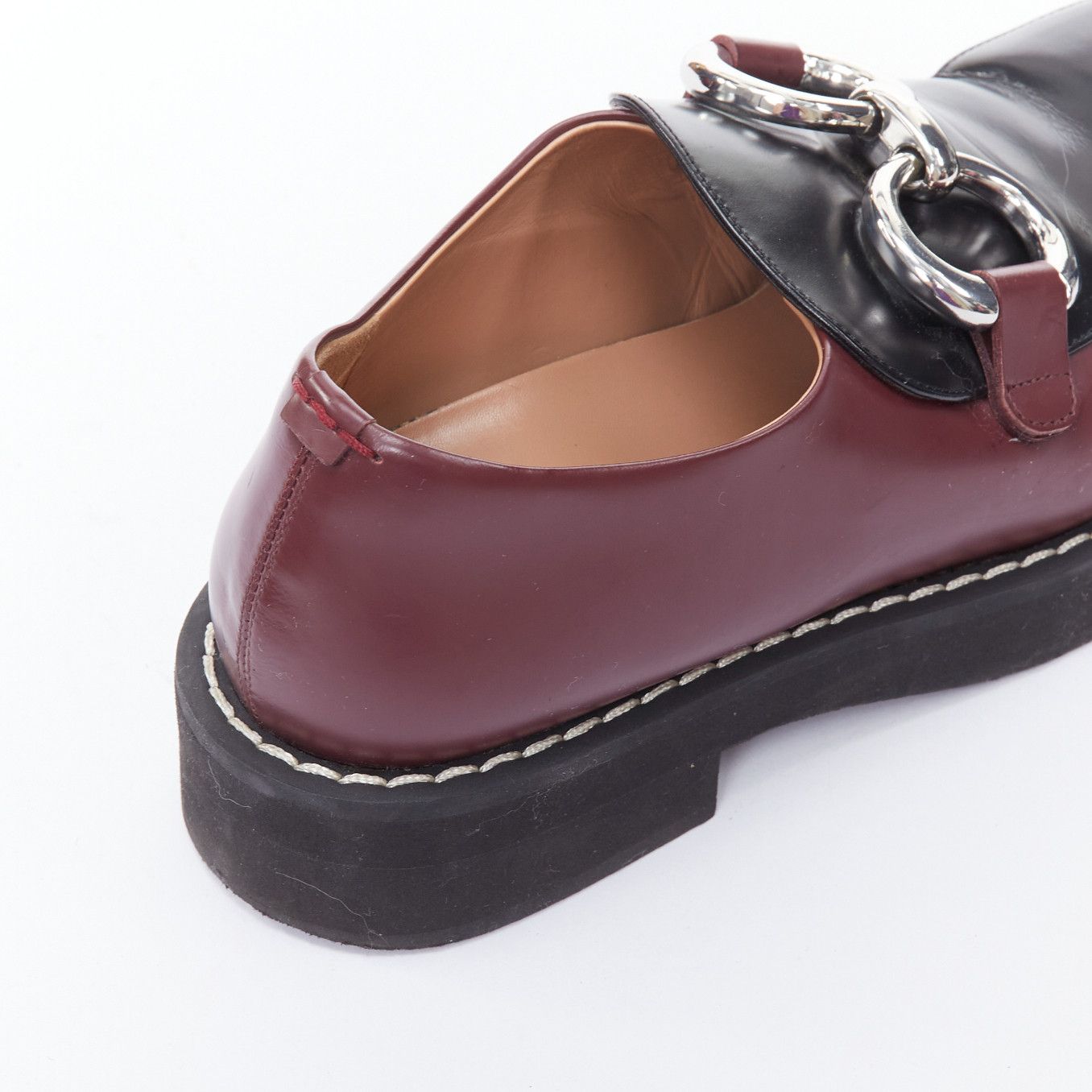 Marni MARNI burgundy black leather silver chunky buckle loafers EU39 Size US 9 / IT 39 - 8 Thumbnail