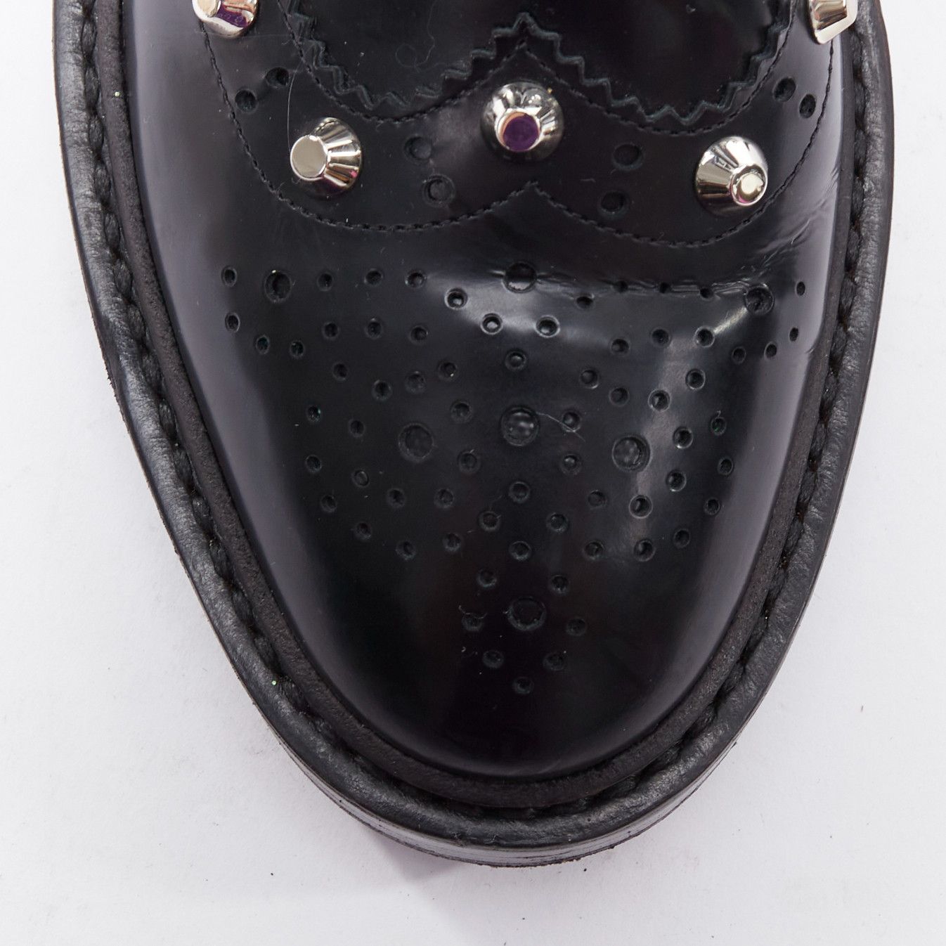 Balenciaga BALENCIAGA black silver studded brogue chelsea ankle boots EU38 Size US 8 / IT 38 - 6 Thumbnail