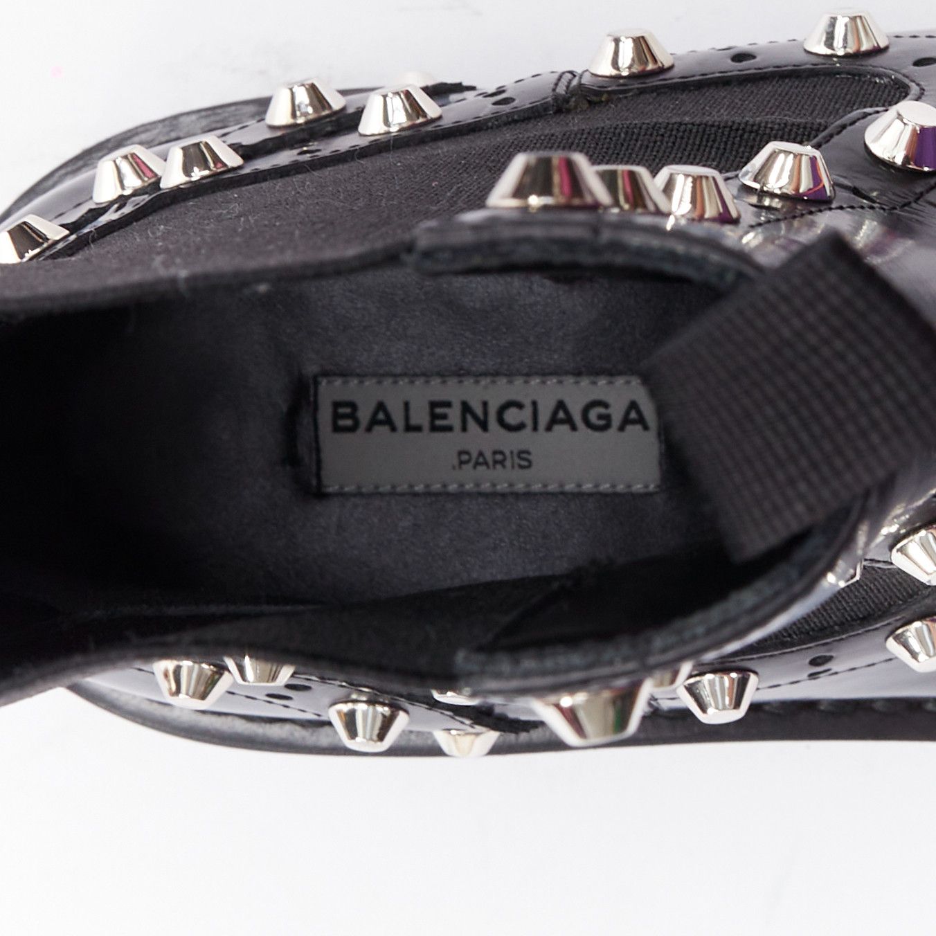 Balenciaga BALENCIAGA black silver studded brogue chelsea ankle boots EU38 Size US 8 / IT 38 - 10 Thumbnail