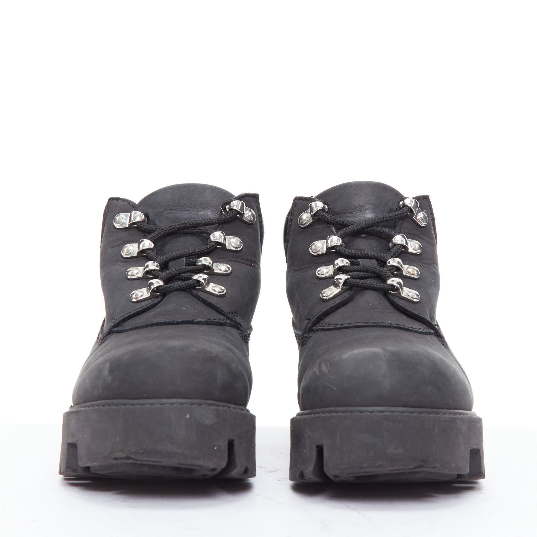 Acne Studios ACNE STUDIOS Tinne black nubuck heavy duty lug sole hiking boots EU38 Size US 8 / IT 38 - 3 Thumbnail