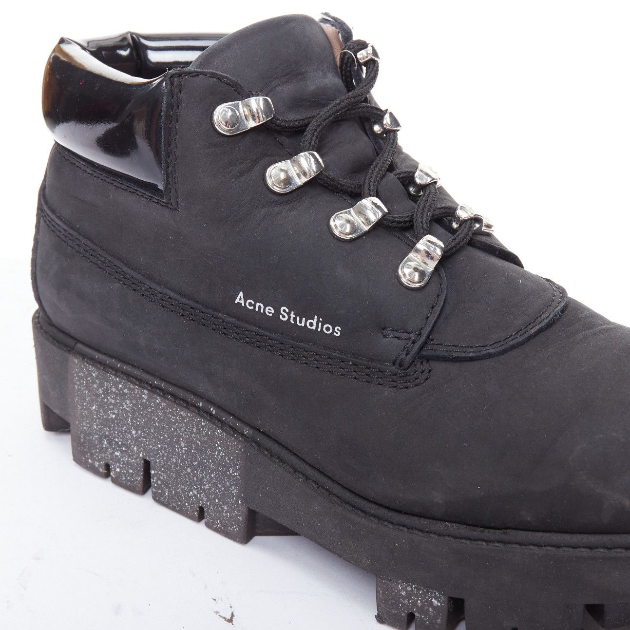 Acne Studios ACNE STUDIOS Tinne black nubuck heavy duty lug sole hiking boots EU38 Size US 8 / IT 38 - 7 Thumbnail