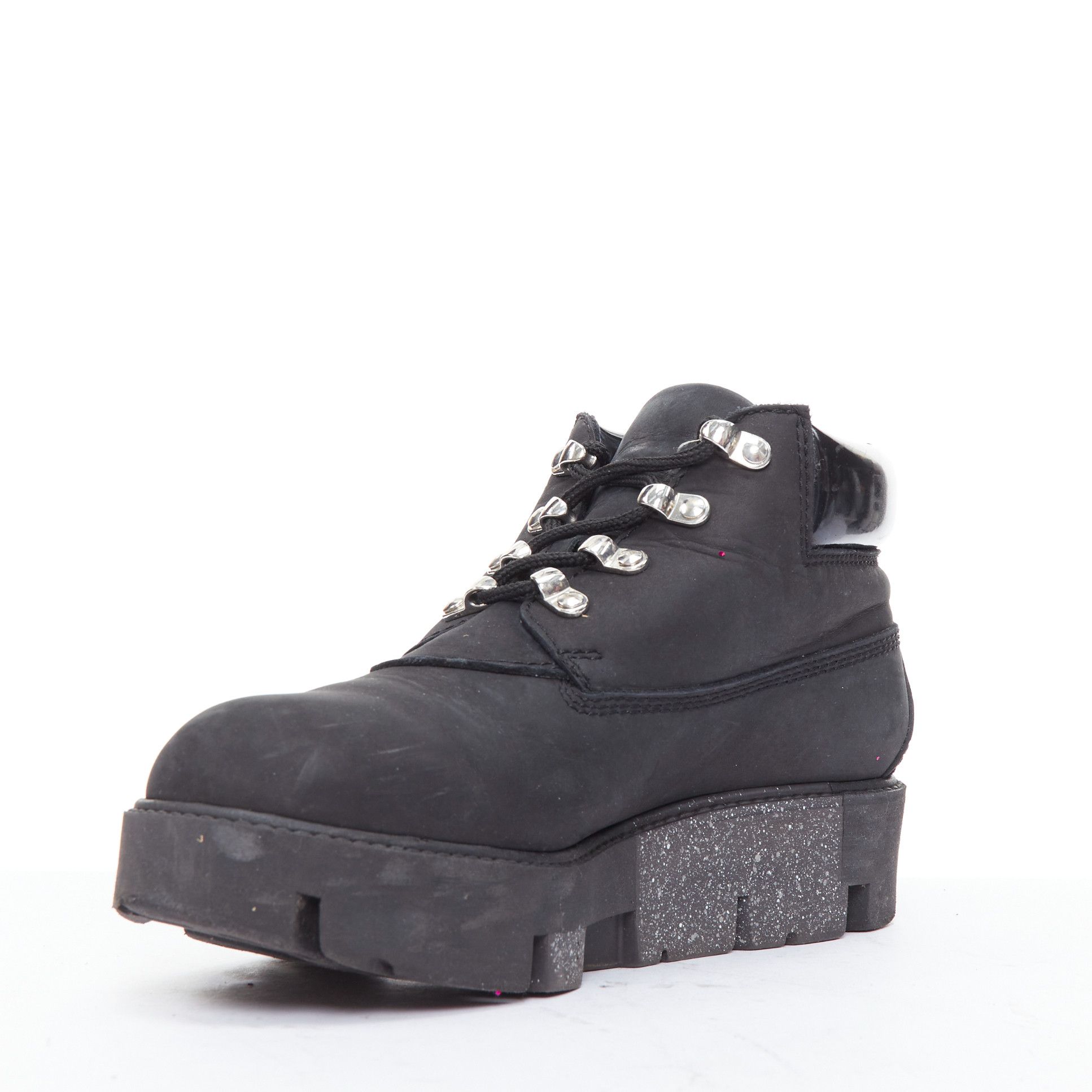 Acne Studios ACNE STUDIOS Tinne black nubuck heavy duty lug sole hiking boots EU38 Size US 8 / IT 38 - 4 Thumbnail