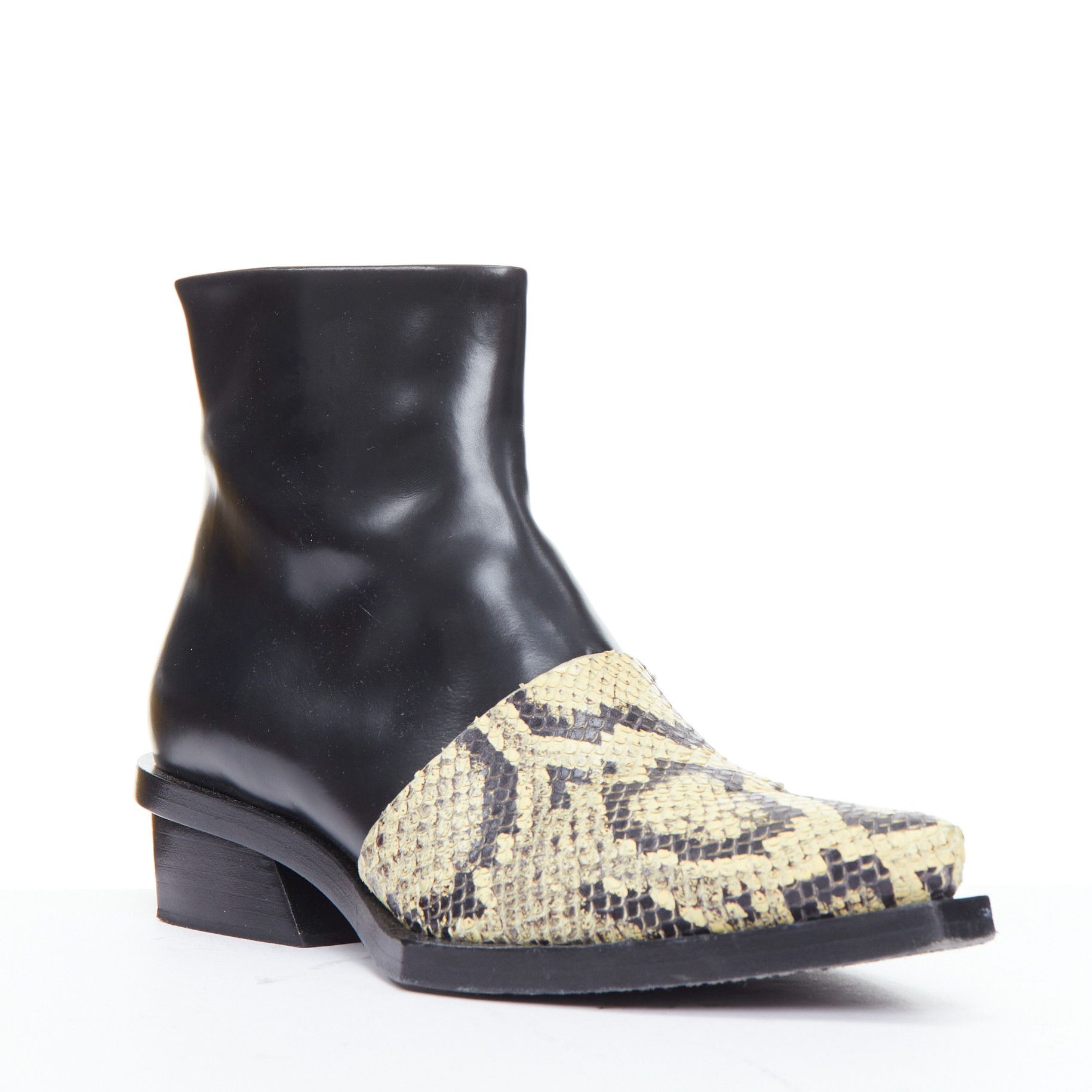 Proenza Schouler PROENZA SCHOULER natural scaled leather black cuban ankle boot EU38 Size US 8 / IT 38 - 2 Thumbnail