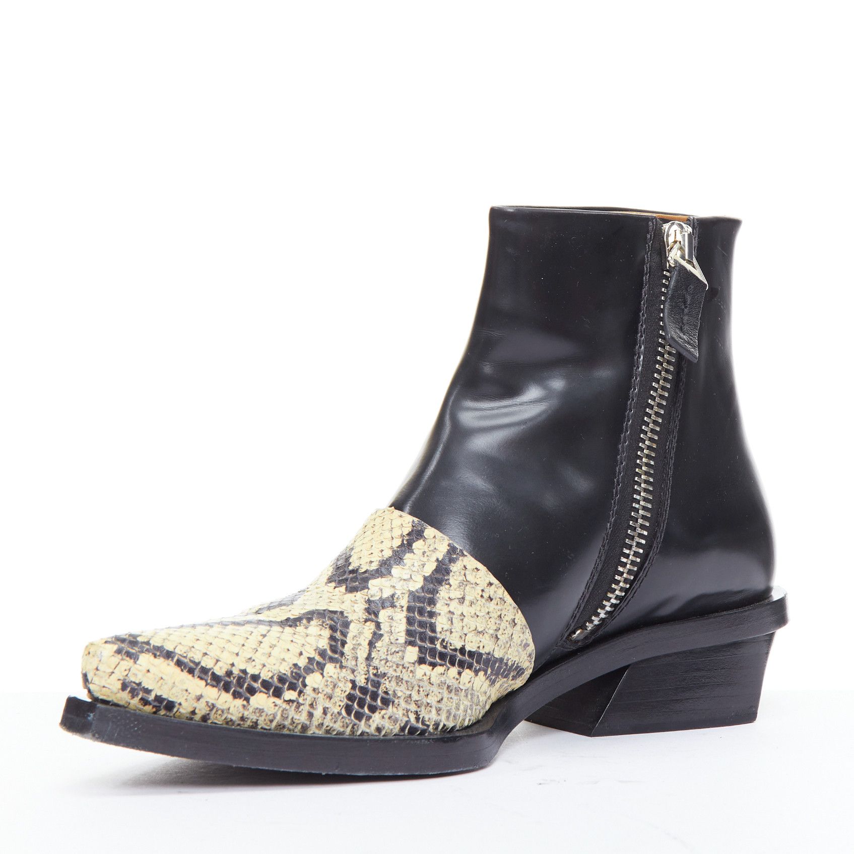 Proenza Schouler PROENZA SCHOULER natural scaled leather black cuban ankle boot EU38 Size US 8 / IT 38 - 4 Thumbnail