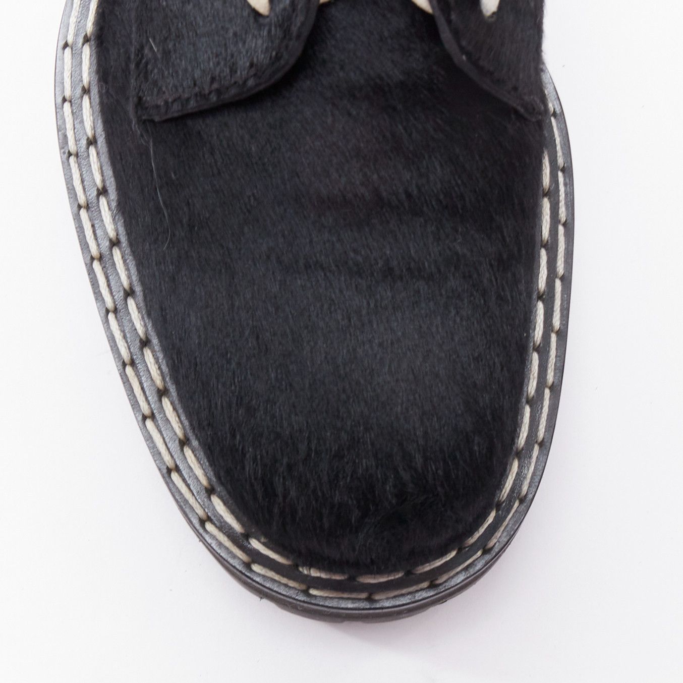 Proenza Schouler PROENZA SCHOULER black calfhair white topstitch creeper shoes EU38 Size US 8 / IT 38 - 6 Thumbnail