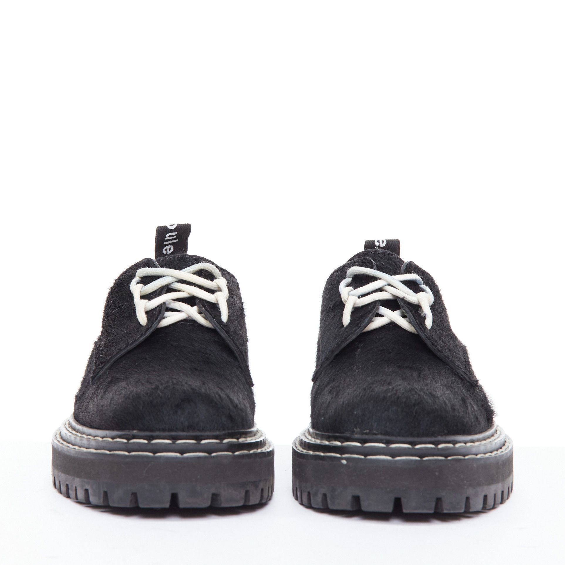 Proenza Schouler PROENZA SCHOULER black calfhair white topstitch creeper shoes EU38 Size US 8 / IT 38 - 3 Thumbnail