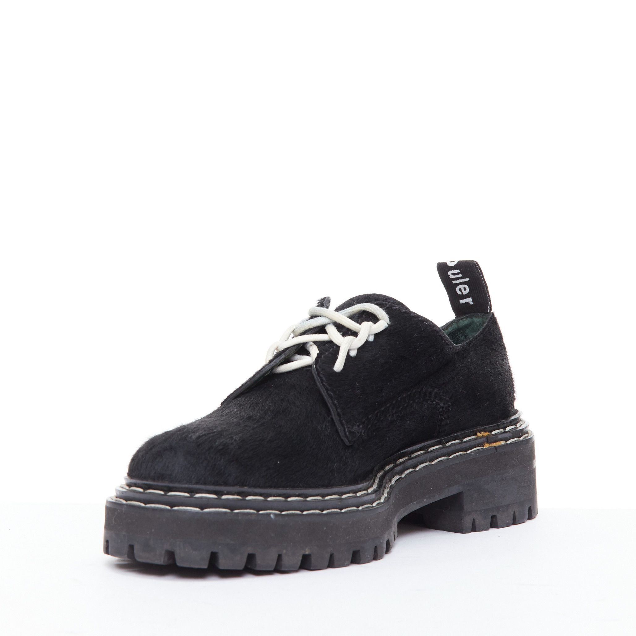 Proenza Schouler PROENZA SCHOULER black calfhair white topstitch creeper shoes EU38 Size US 8 / IT 38 - 4 Thumbnail