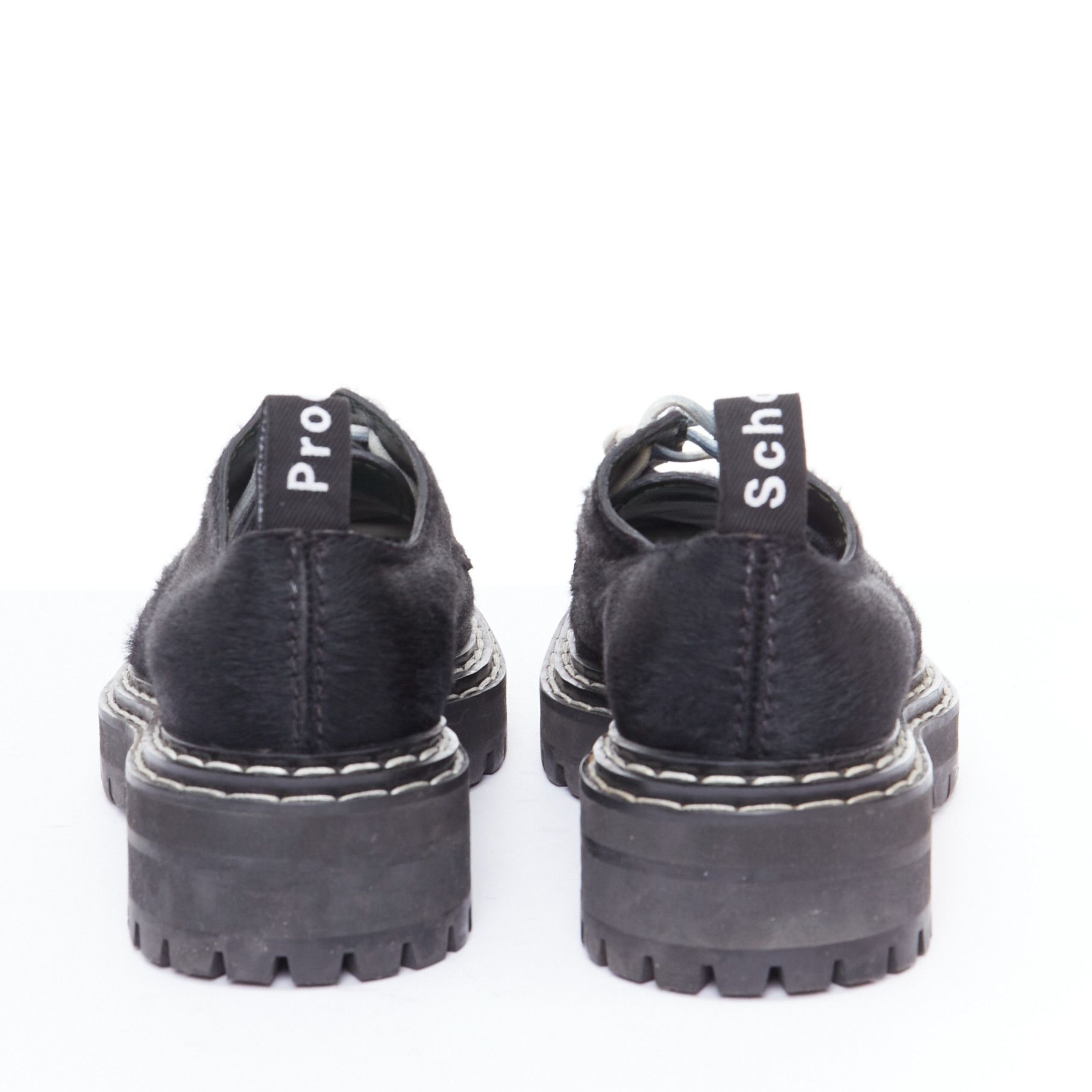 Proenza Schouler PROENZA SCHOULER black calfhair white topstitch creeper shoes EU38 Size US 8 / IT 38 - 5 Thumbnail