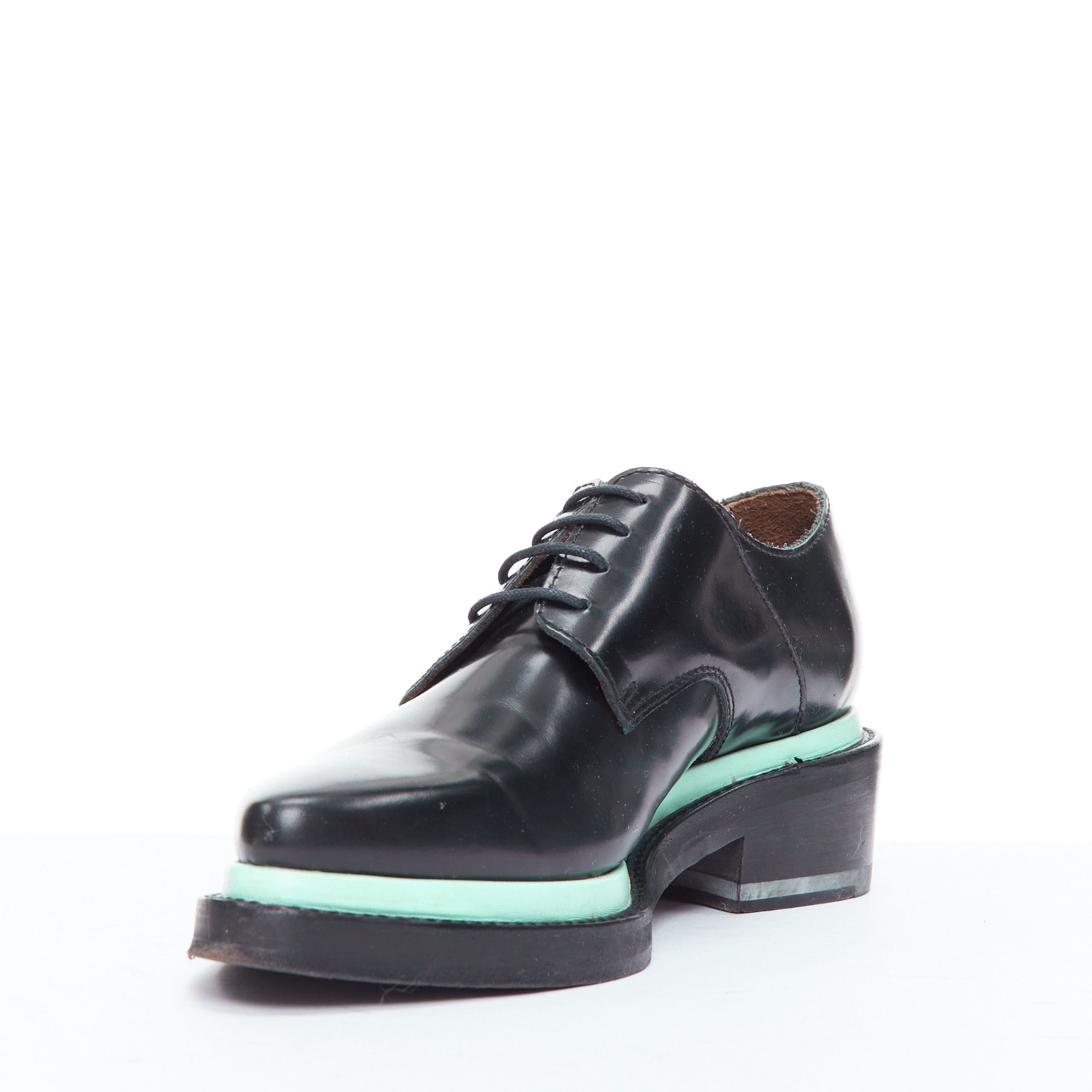 Acne Studios ACNE STUDIOS Lark mint blue midsole lace up minimal block shoes EU38 Size US 8 / IT 38 - 4 Thumbnail