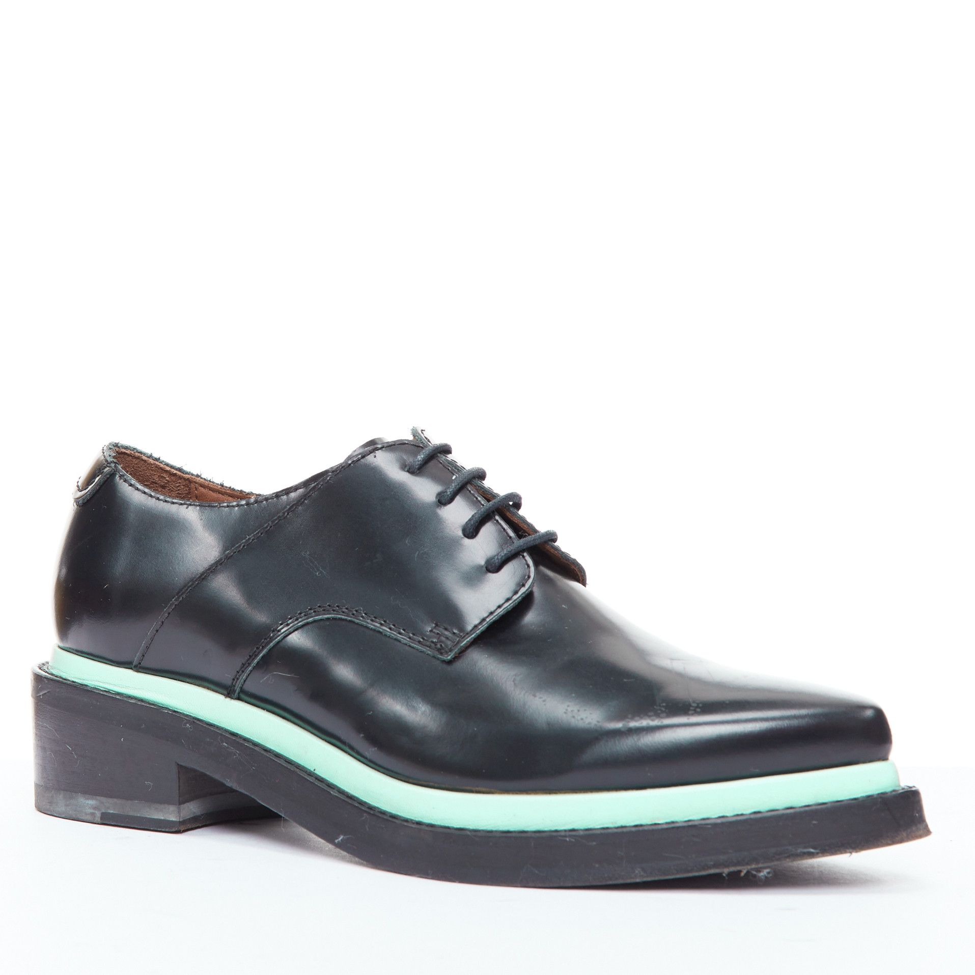 Acne Studios ACNE STUDIOS Lark mint blue midsole lace up minimal block shoes EU38 Size US 8 / IT 38 - 2 Thumbnail