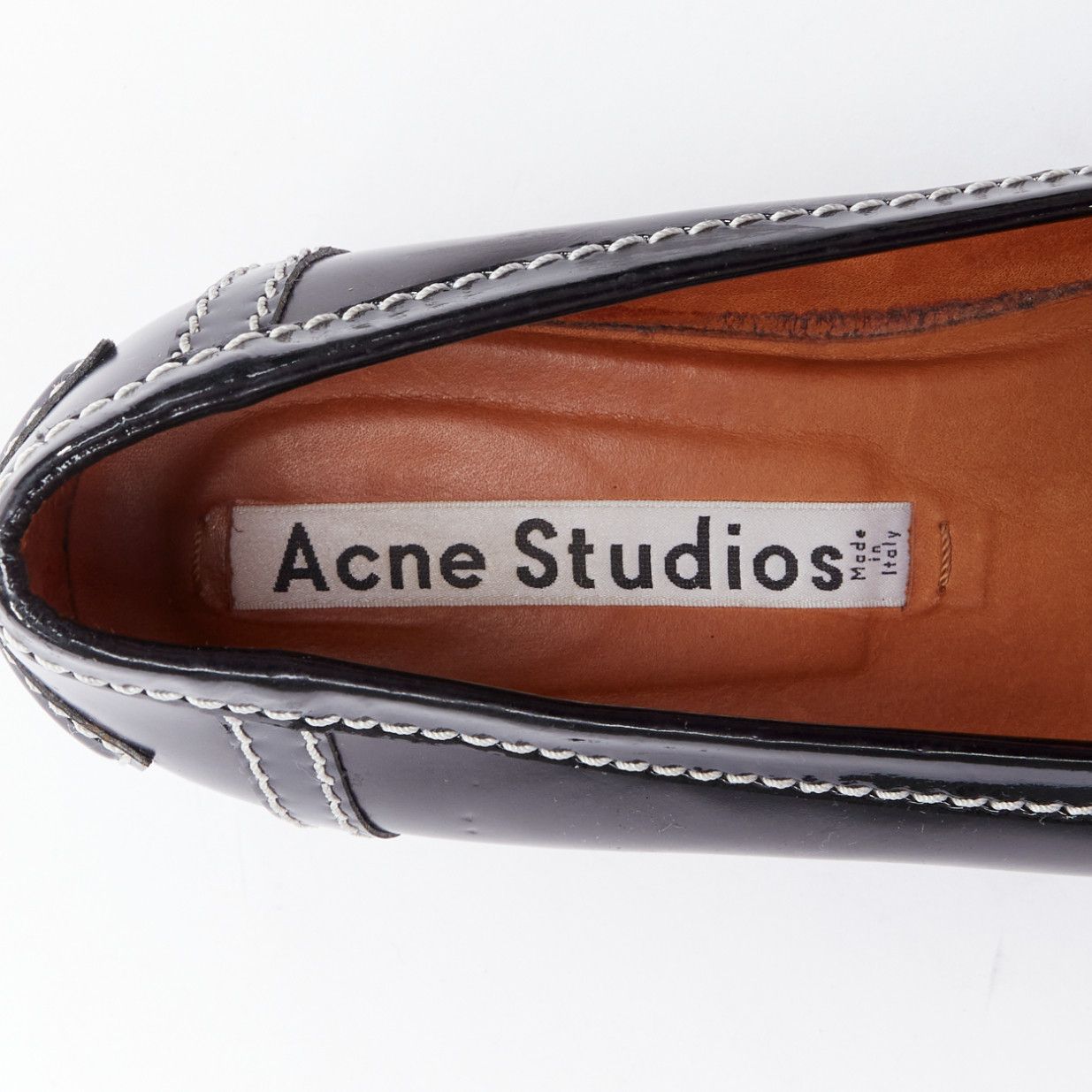 Acne Studios ACNE STUDIOS Penny Watch gold buckle black topstitch loafers EU38 Size US 8 / IT 38 - 9 Thumbnail