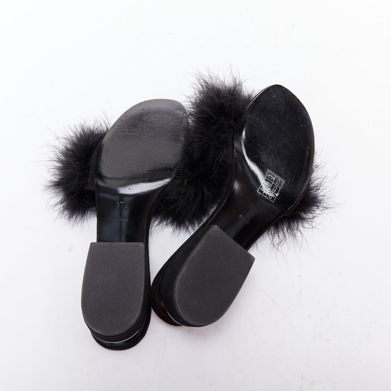 Alexander Wang ALEXANDER WANG Lou black feather embellished suede mules EU37.5 Size US 7.5 / IT 37.5 - 11 Thumbnail