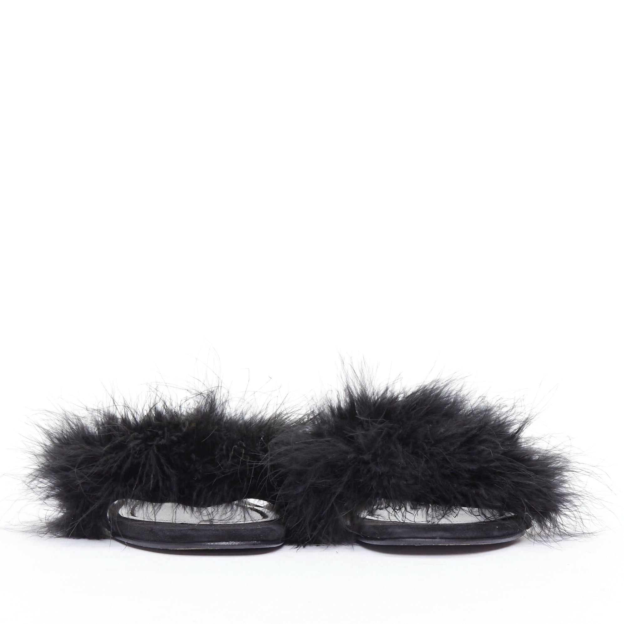 Alexander Wang ALEXANDER WANG Lou black feather embellished suede mules EU37.5 Size US 7.5 / IT 37.5 - 3 Thumbnail
