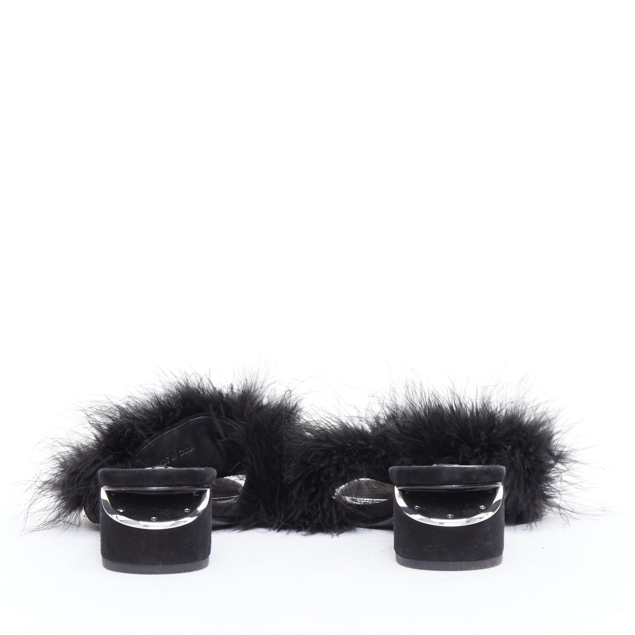 Alexander Wang ALEXANDER WANG Lou black feather embellished suede mules EU37.5 Size US 7.5 / IT 37.5 - 5 Thumbnail