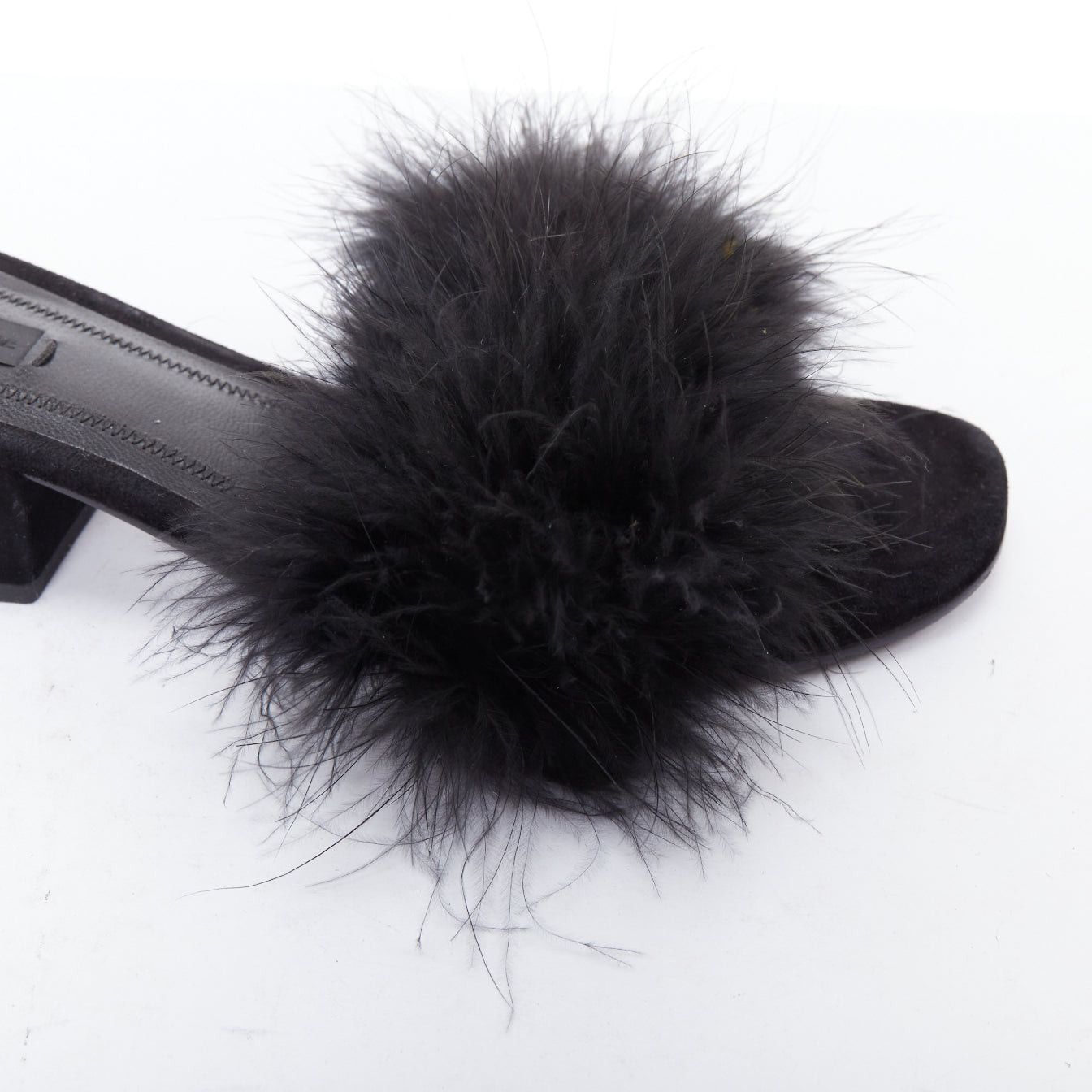 Alexander Wang ALEXANDER WANG Lou black feather embellished suede mules EU37.5 Size US 7.5 / IT 37.5 - 7 Thumbnail