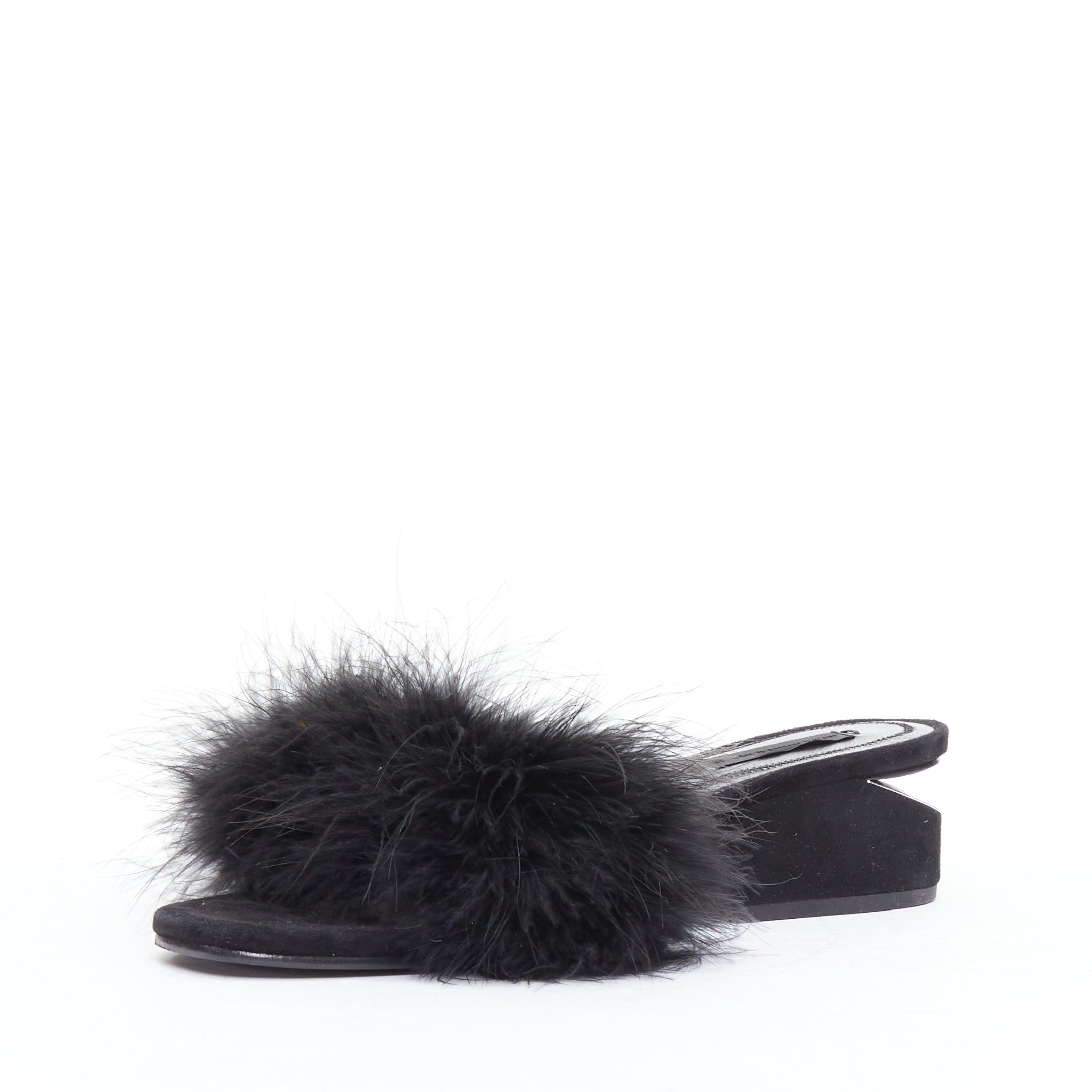 Alexander Wang ALEXANDER WANG Lou black feather embellished suede mules EU37.5 Size US 7.5 / IT 37.5 - 4 Thumbnail