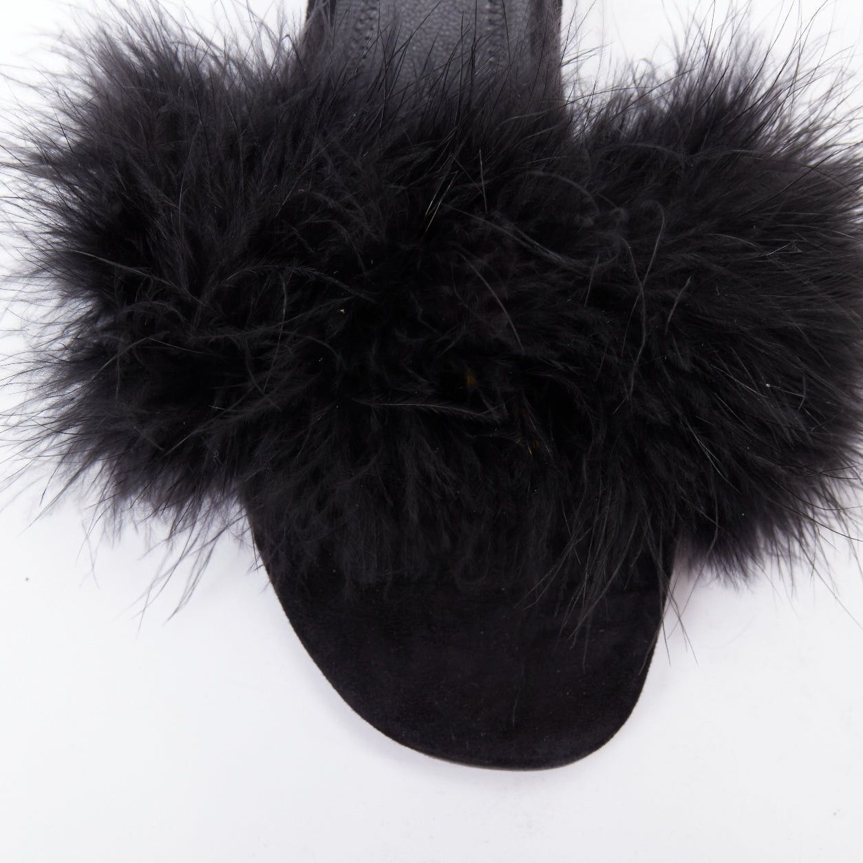 Alexander Wang ALEXANDER WANG Lou black feather embellished suede mules EU37.5 Size US 7.5 / IT 37.5 - 6 Thumbnail