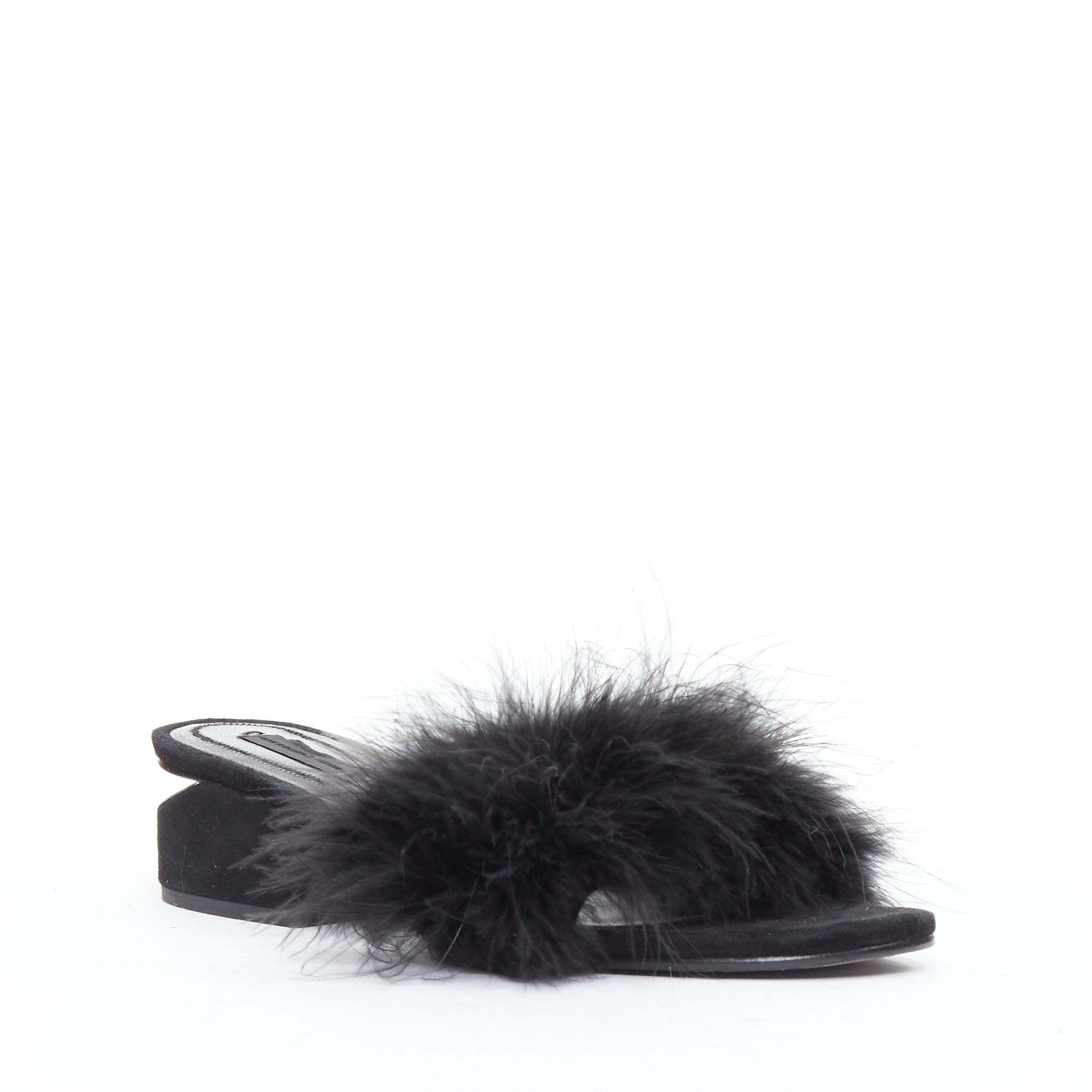Alexander Wang ALEXANDER WANG Lou black feather embellished suede mules EU37.5 Size US 7.5 / IT 37.5 - 2 Thumbnail