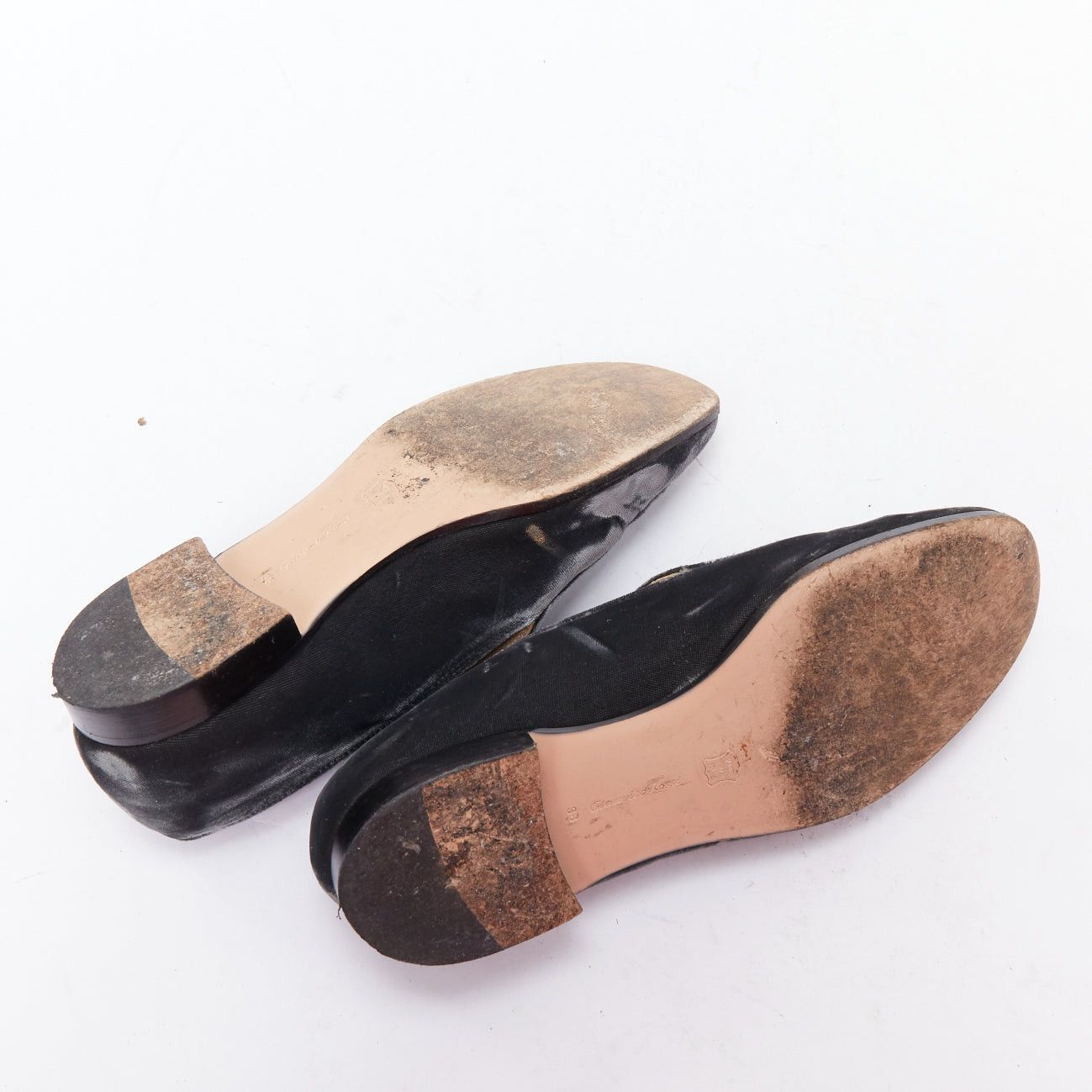 Gianvito Rossi GIANVITO ROSSI grey velvet topstitched minimal slip on loafers EU38 Size US 8 / IT 38 - 11 Thumbnail