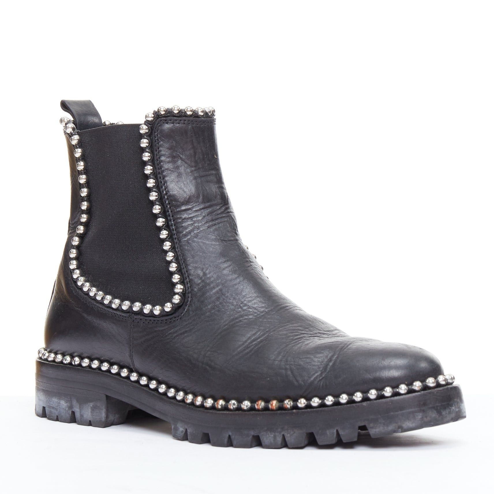 Alexander Wang ALEXANDER WANG Spencer black silver studded ankle chelsea boots EU39 Size US 9 / IT 39 - 2 Thumbnail