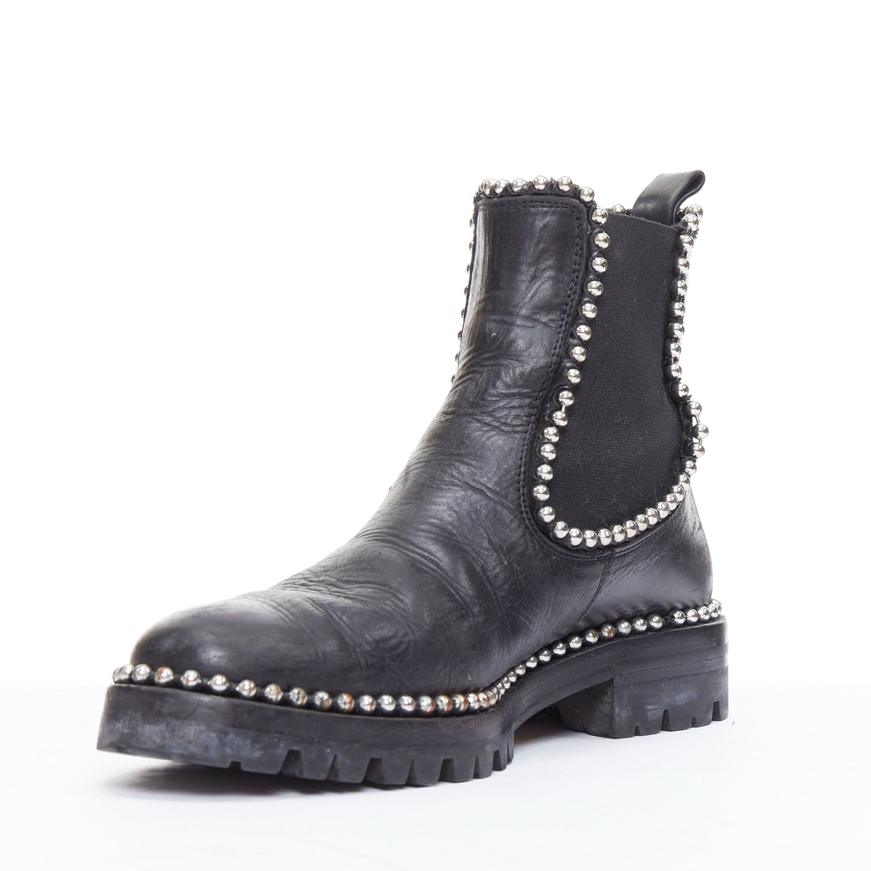 Alexander Wang ALEXANDER WANG Spencer black silver studded ankle chelsea boots EU39 Size US 9 / IT 39 - 4 Thumbnail